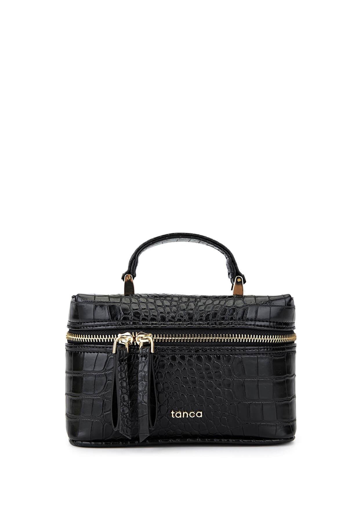 Tamer Tanca Kadın Suni Deri Siyah Kroko El Çantası