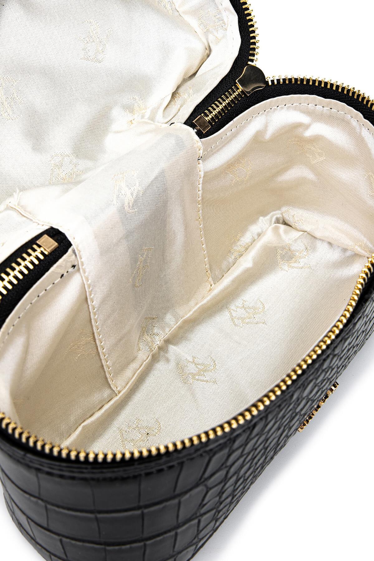 Tamer Tanca Kadın Suni Deri Siyah Kroko El Çantası