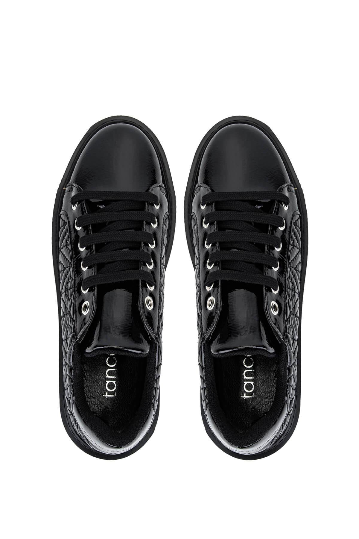 Tamer Tanca Kadın Suni Deri Siyah Rugan Sneakers & Spor Ayakkabı