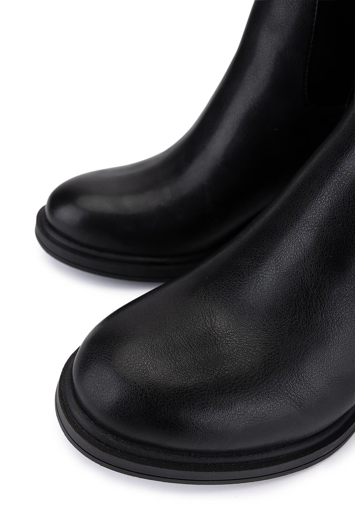 Tamer Tanca Kadın Suni Deri Siyah Topuklu Çizme