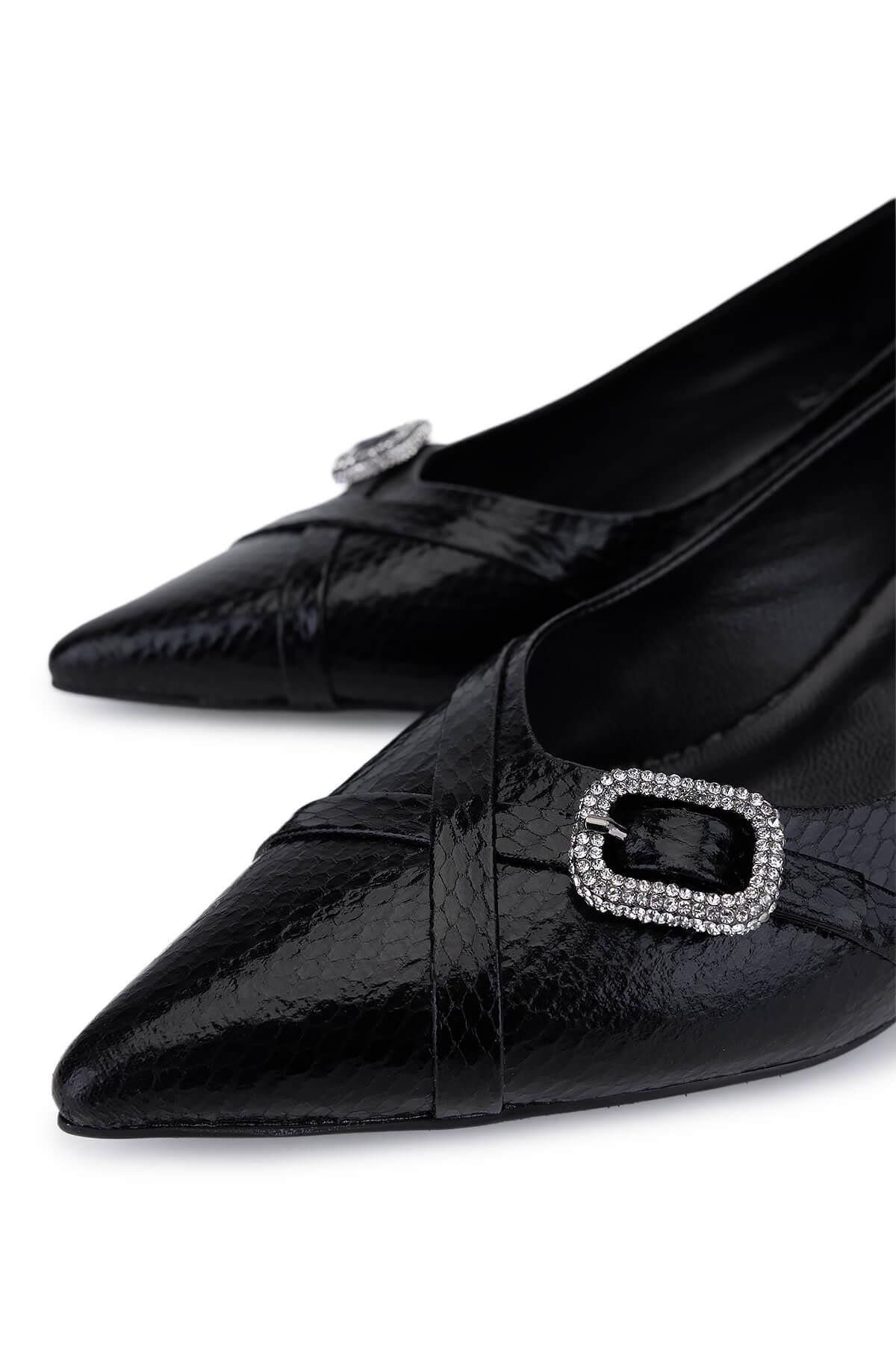 Tamer Tanca Kadın Suni Deri Siyah Topuklu Ayakkabı