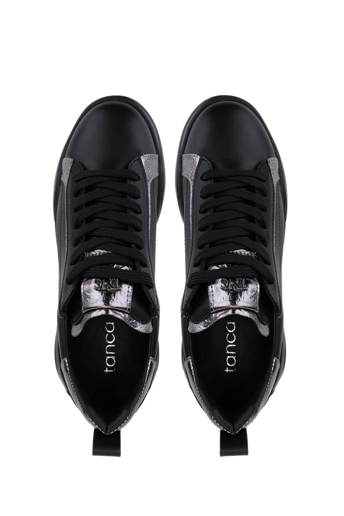 Tamer Tanca Kadın Suni Deri Siyah/Antrasit Sneakers & Spor Ayakkabı