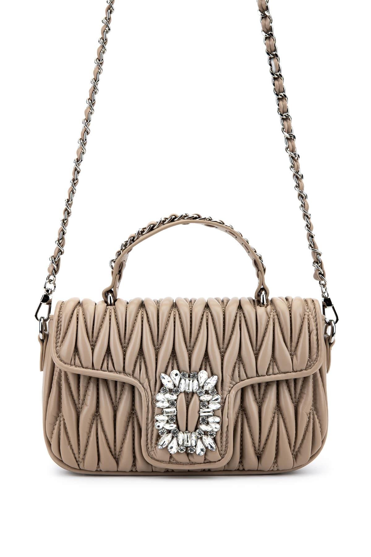 Tamer Tanca Kadın Suni Deri Taupe Omuz Çanta