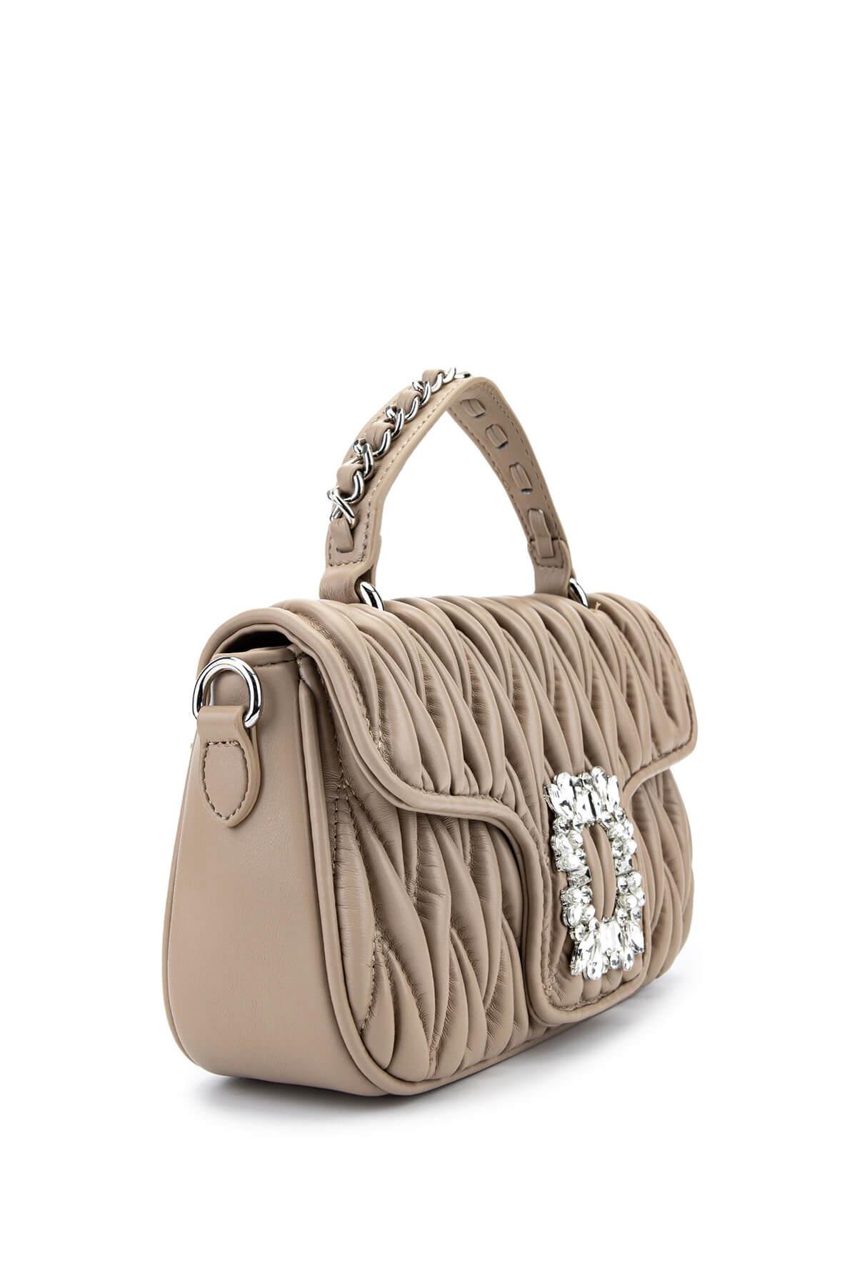 Tamer Tanca Kadın Suni Deri Taupe Omuz Çanta