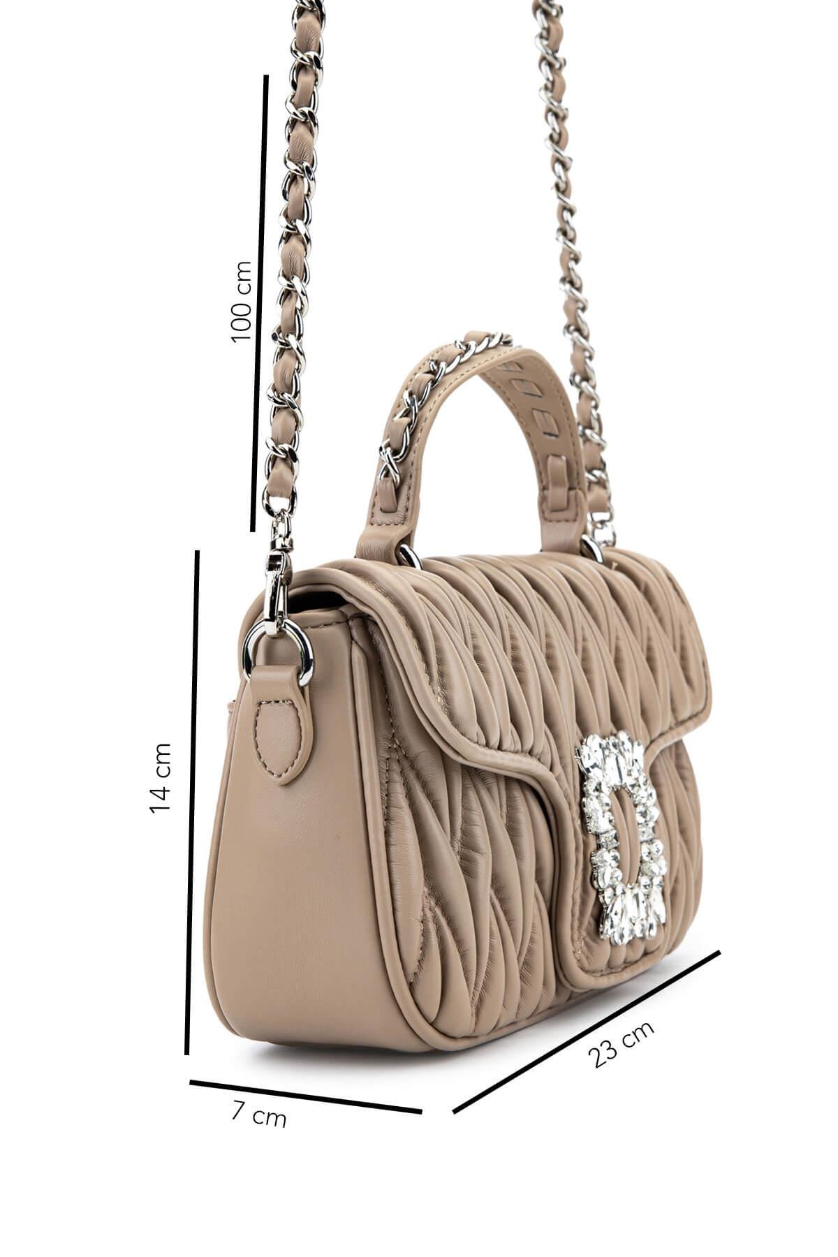 Tamer Tanca Kadın Suni Deri Taupe Omuz Çanta