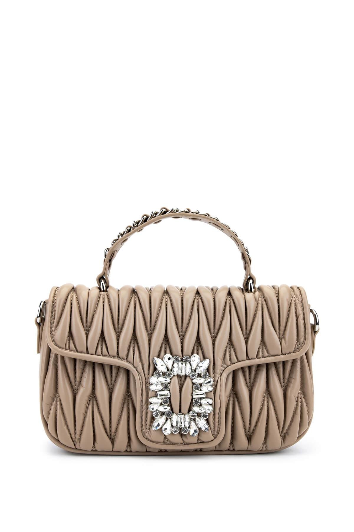 Tamer Tanca Kadın Suni Deri Taupe Omuz Çanta