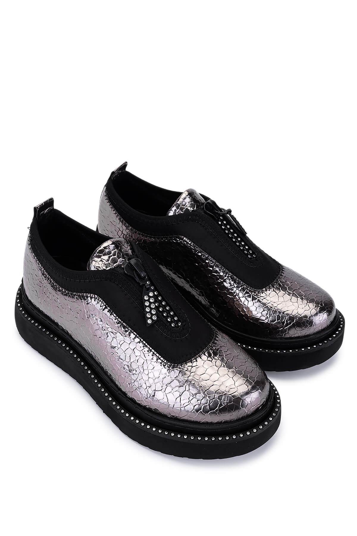 Tamer Tanca Kadın Suni Deri/Tekstil Metalik Casual Ayakkabı