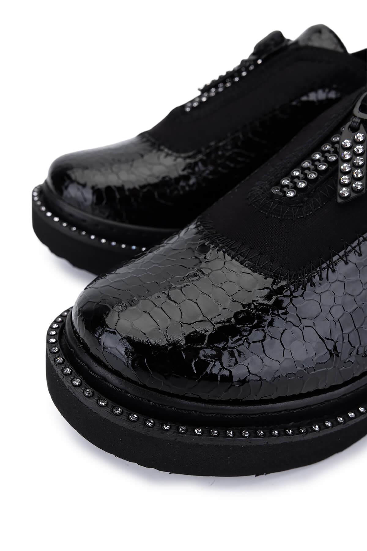 Tamer Tanca Kadın Suni Deri/Tekstil Siyah Casual Ayakkabı