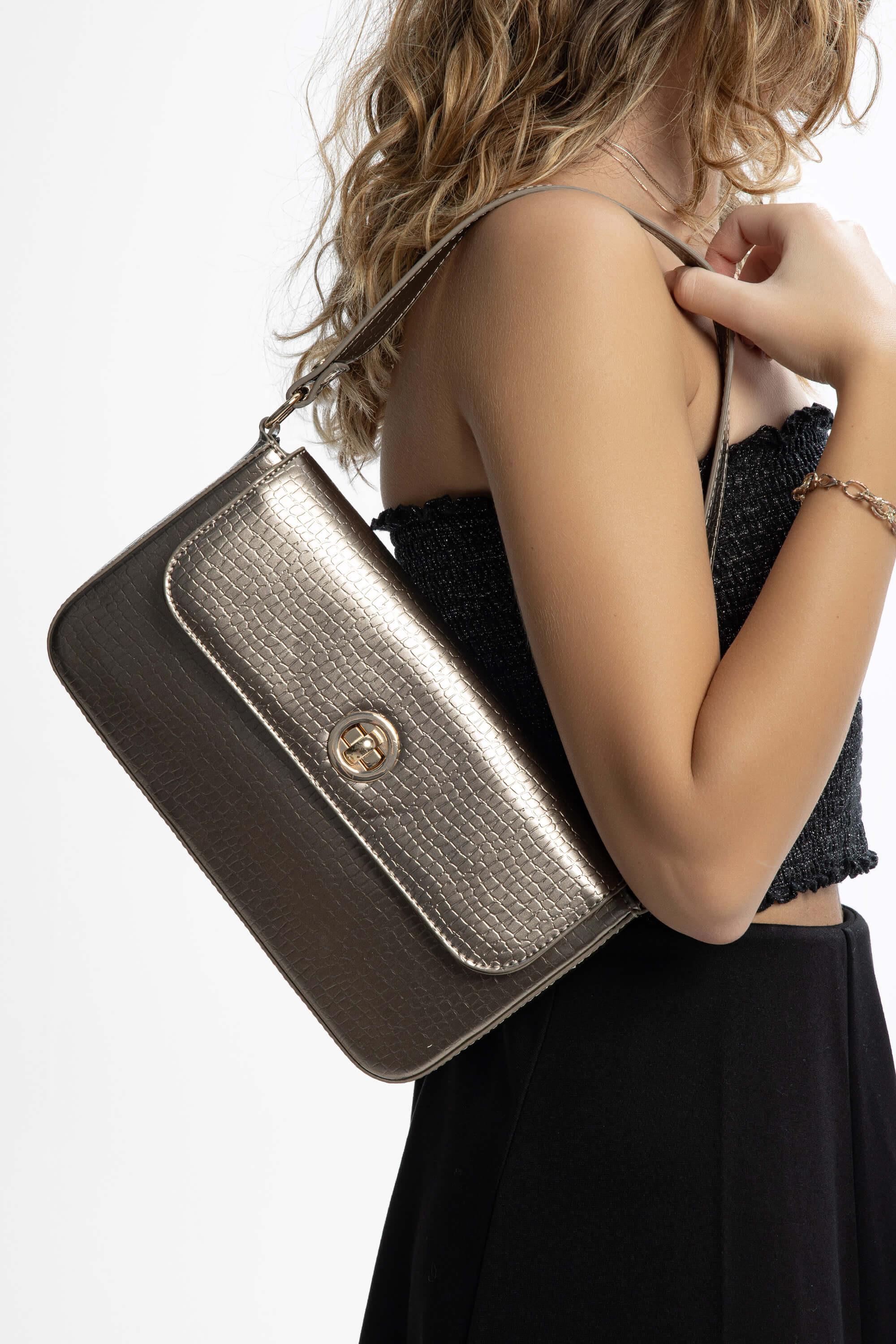 Tamer Tanca Kadın Vegan Antrasit Rugan Kol Çantası