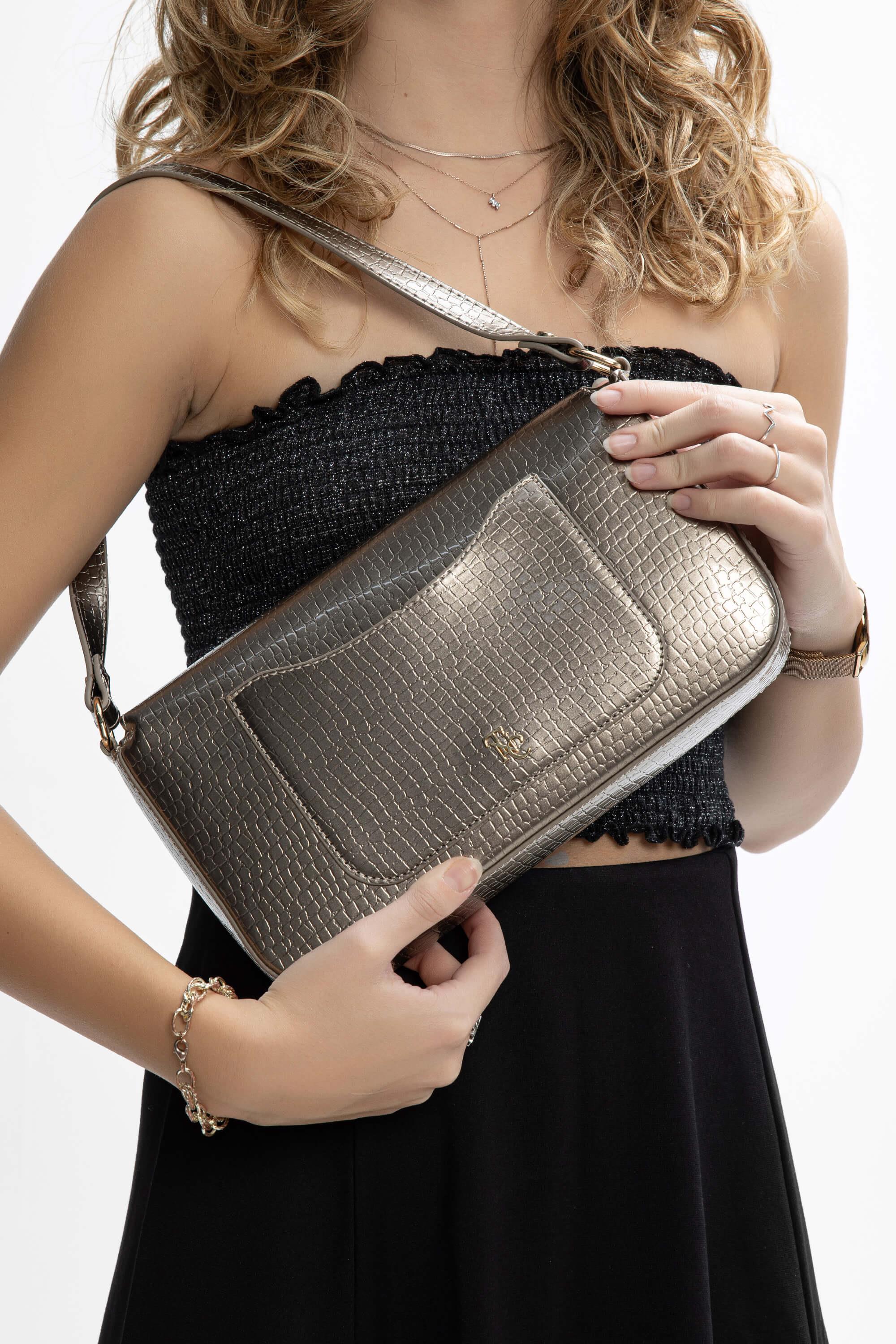 Tamer Tanca Kadın Vegan Antrasit Rugan Kol Çantası