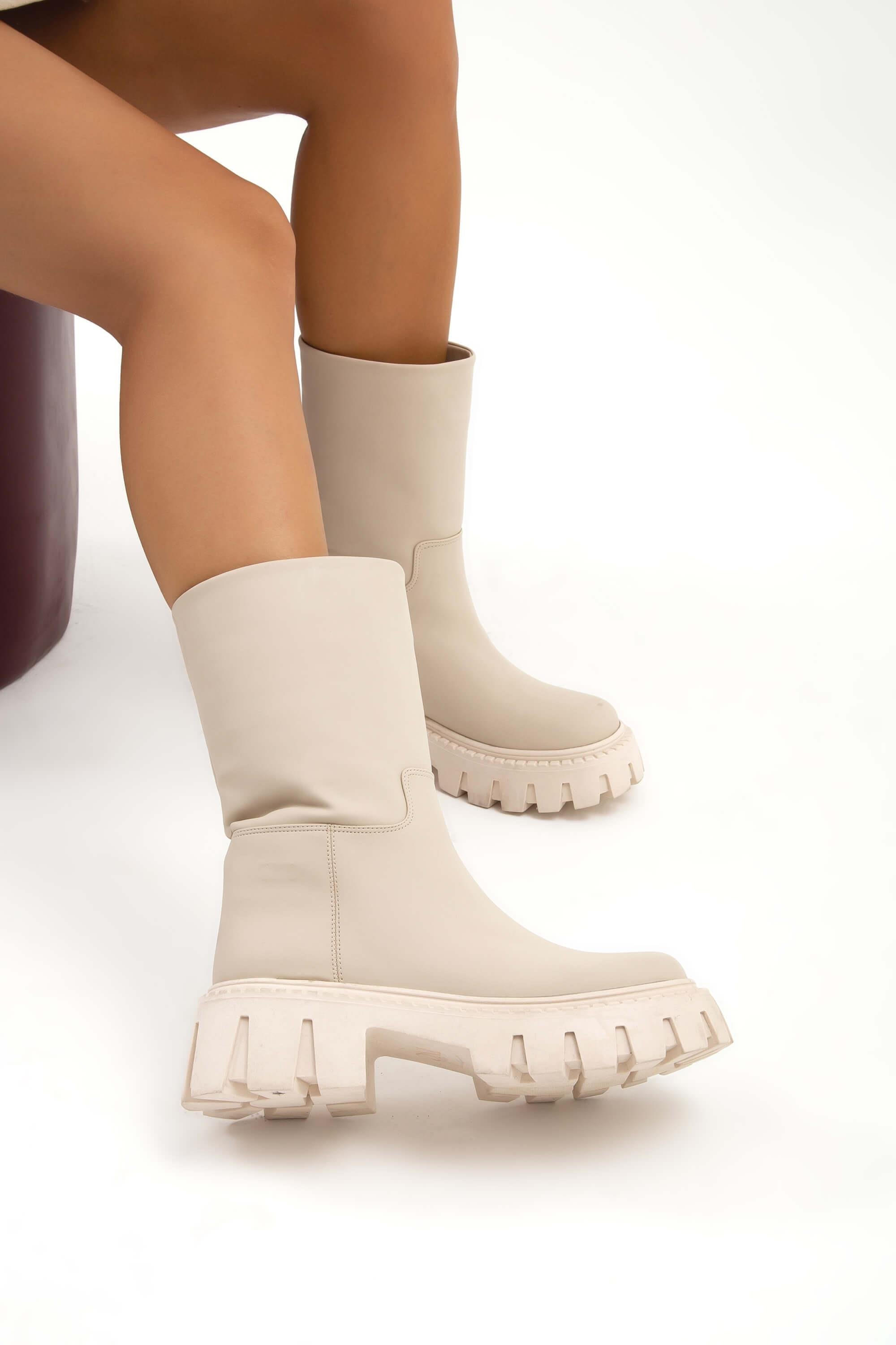 Tamer Tanca Kadın Vegan Bej Casual Bot