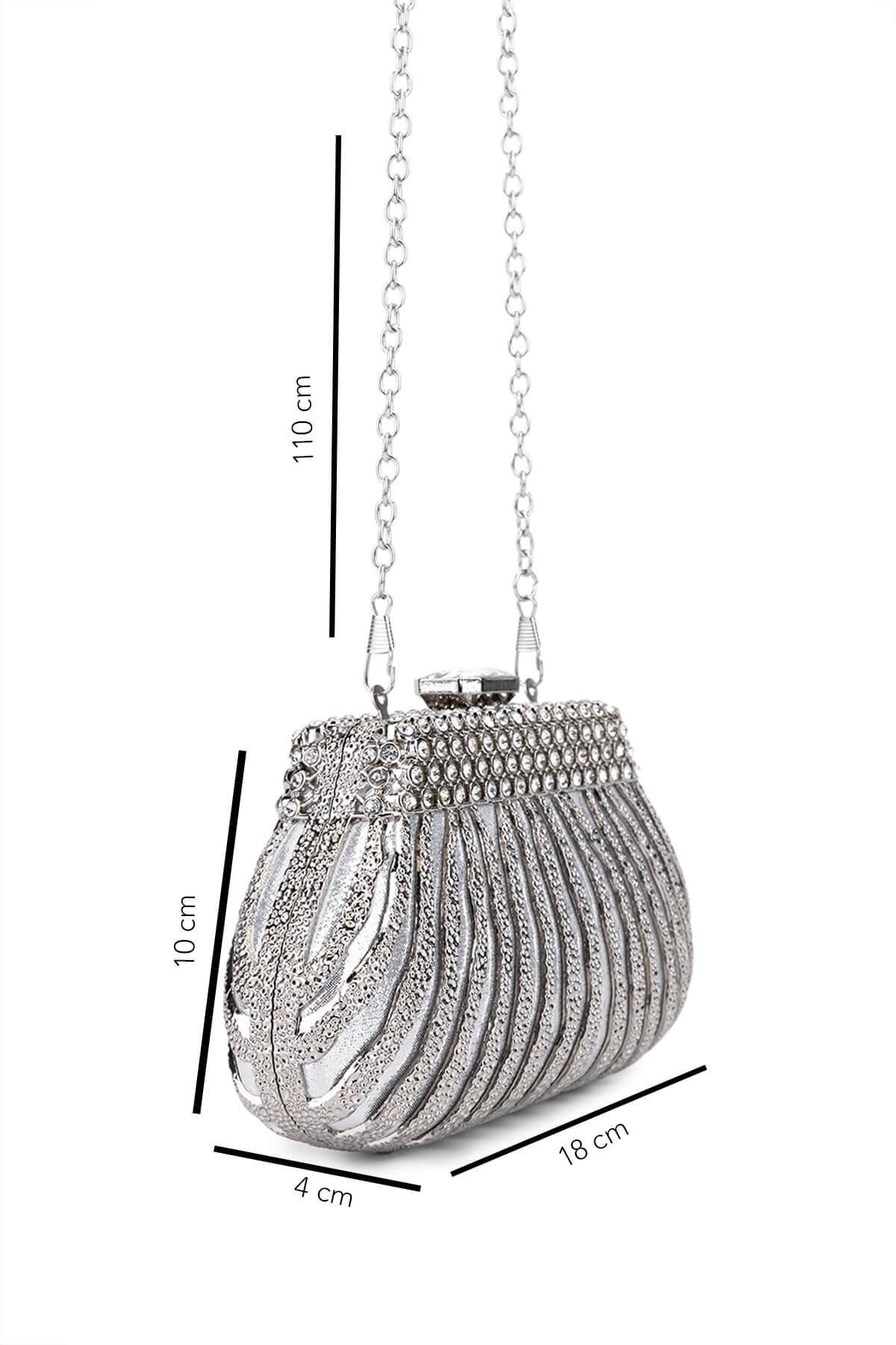 Tamer Tanca Kadın Vegan Gri Abiye Çanta