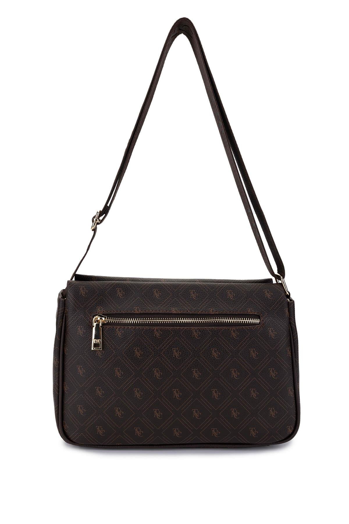 Tamer Tanca Kadın Vegan Kahverengi Desen Omuz Çanta