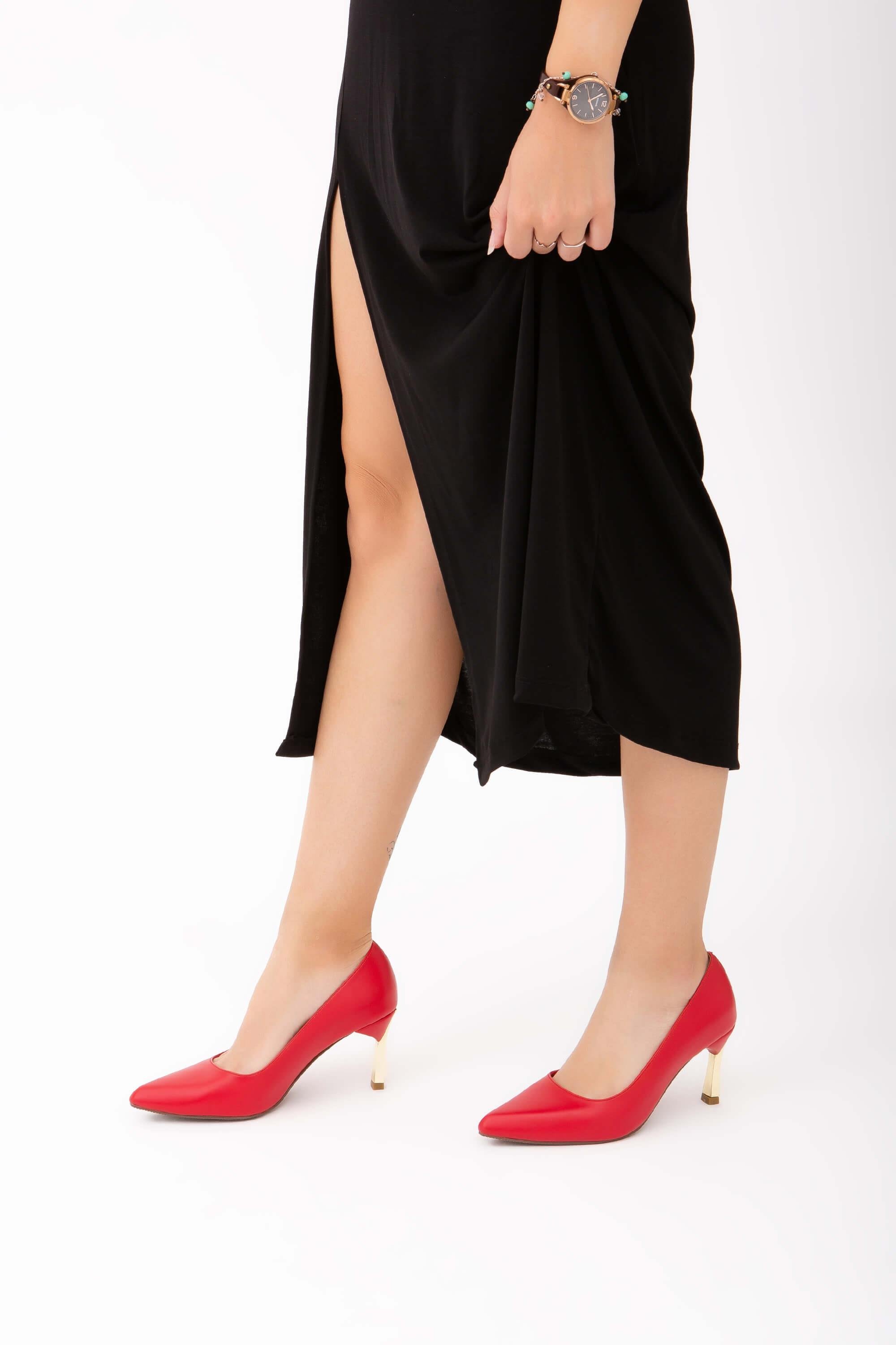 Tamer Tanca Kadın Vegan Kırmızı Stiletto Ayakkabı