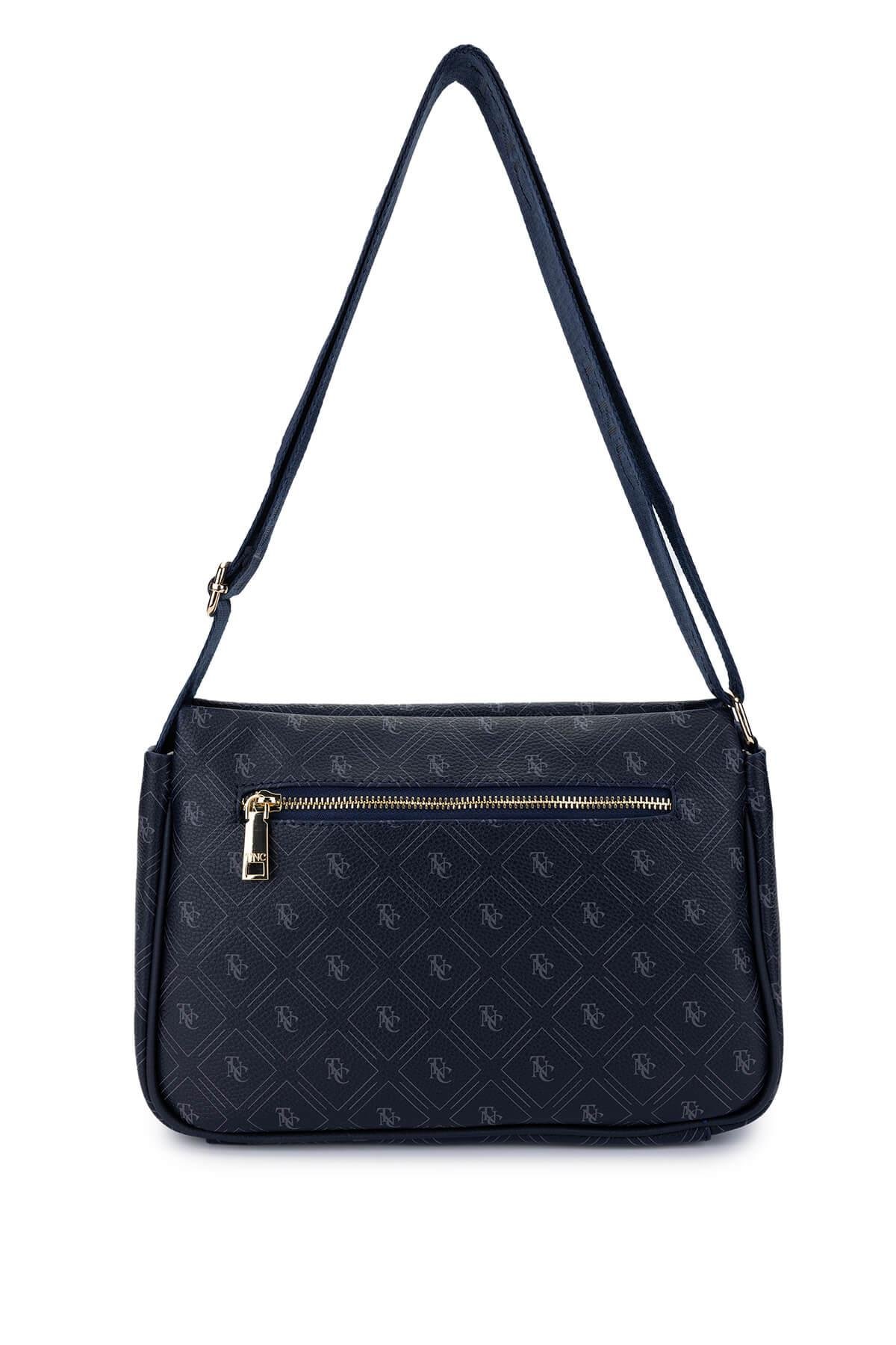 Tamer Tanca Kadın Vegan Lacivert Desen Omuz Çanta