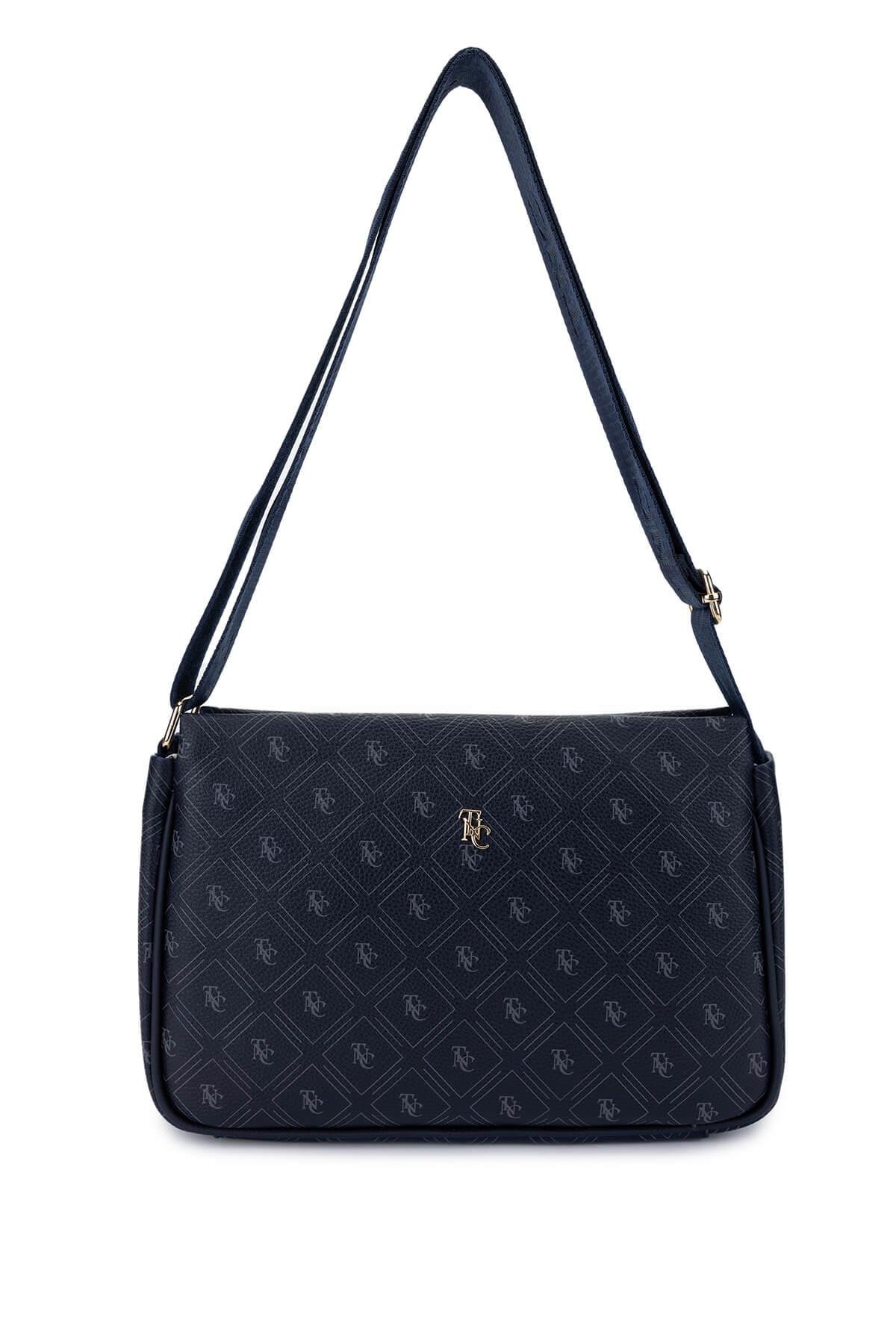 Tamer Tanca Kadın Vegan Lacivert Desen Omuz Çanta