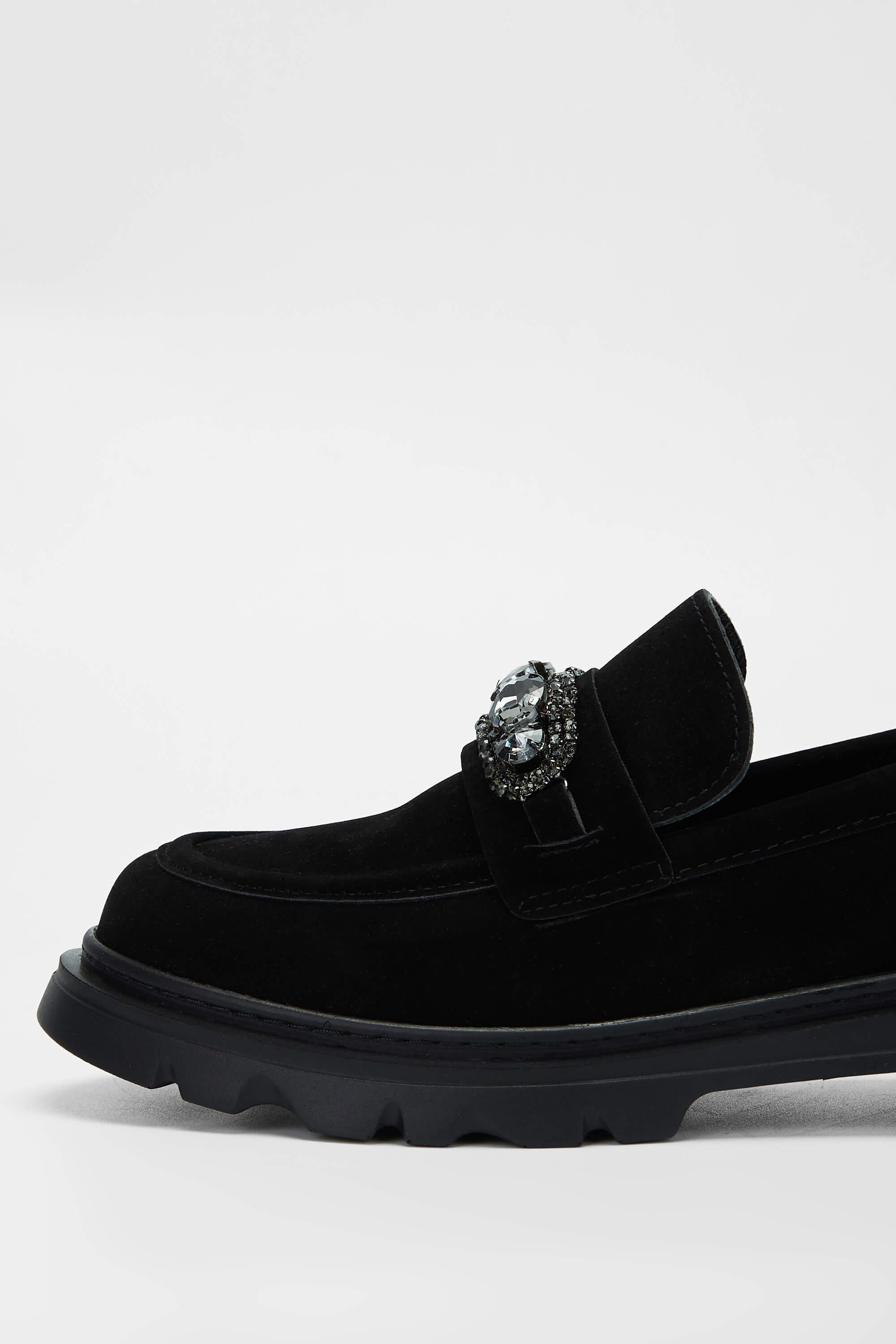 Tamer Tanca Kadın Vegan Siyah Süet Loafer Ayakkabı