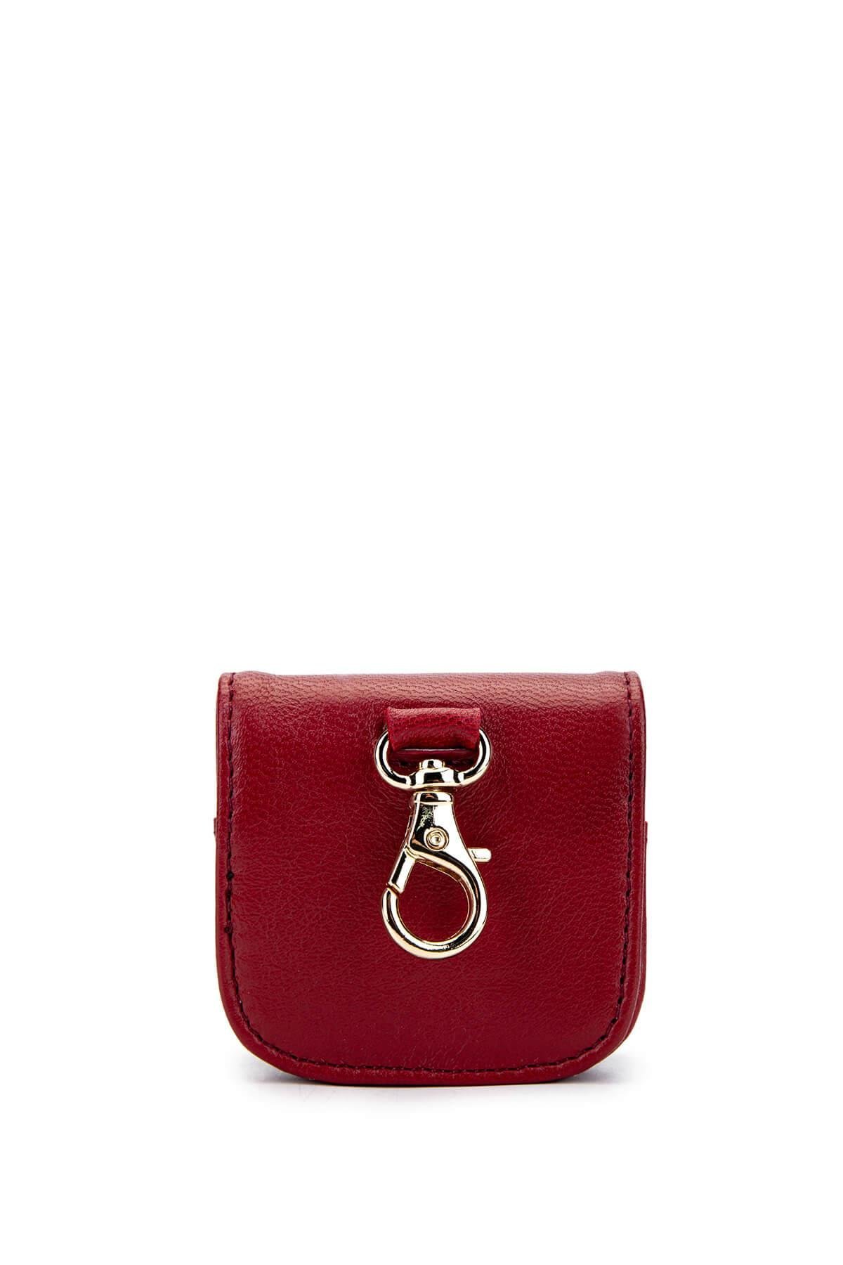 Tamer Tanca Unisex Hakiki Deri Bordo Airpods Kılıfı Cuzdan