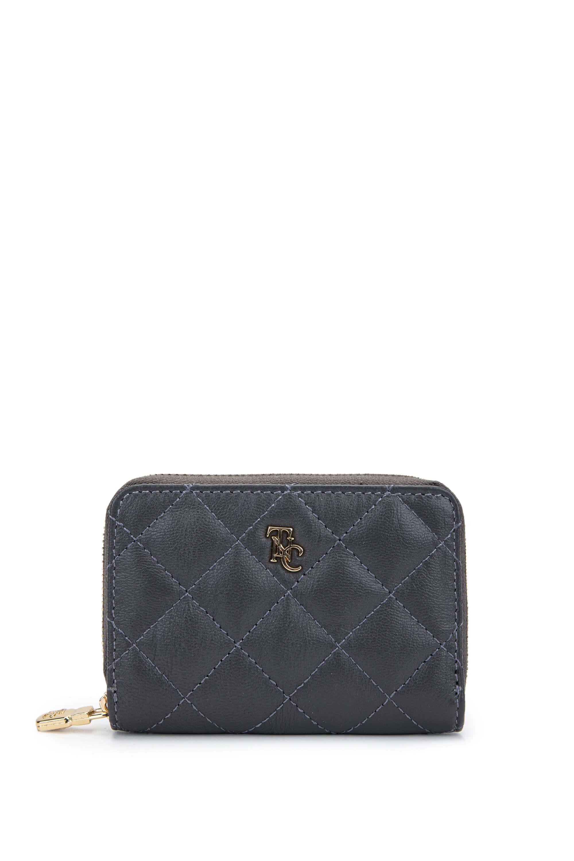 Tamer Tanca Unisex Hakiki Deri Gri Cüzdan Cuzdan