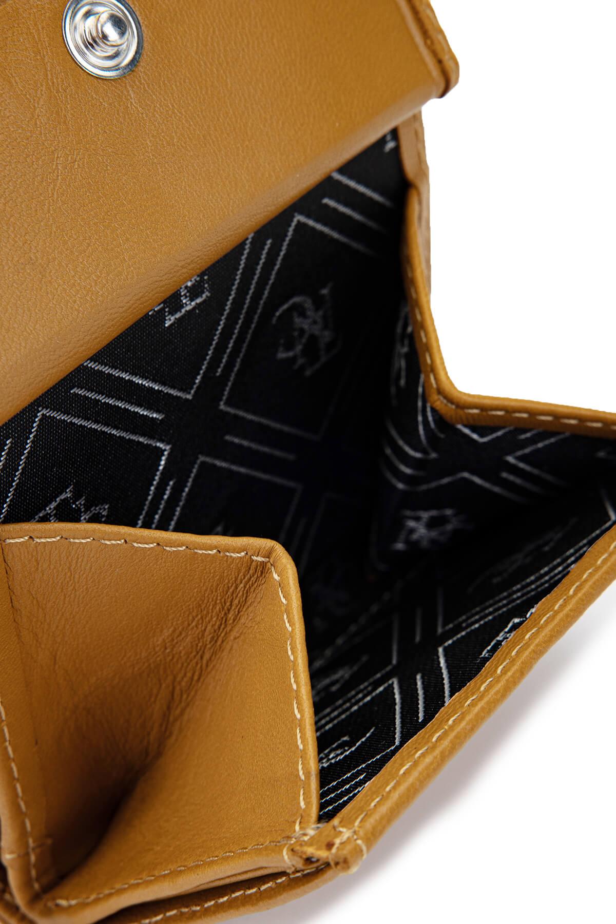 Tamer Tanca Unisex Hakiki Deri Hardal Cüzdan Cuzdan