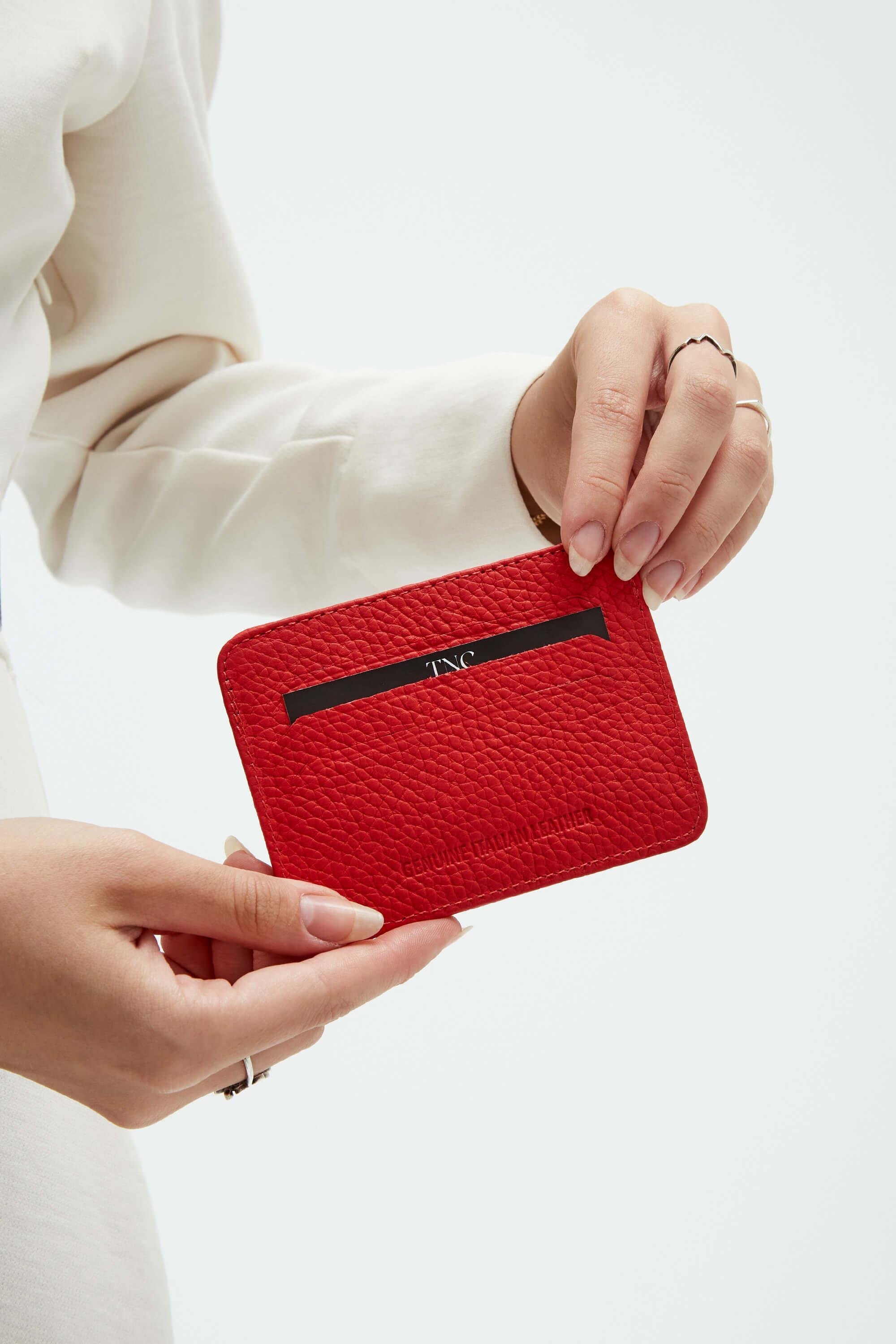 Tamer Tanca Unisex Hakiki Deri Kırmızı Kartlık