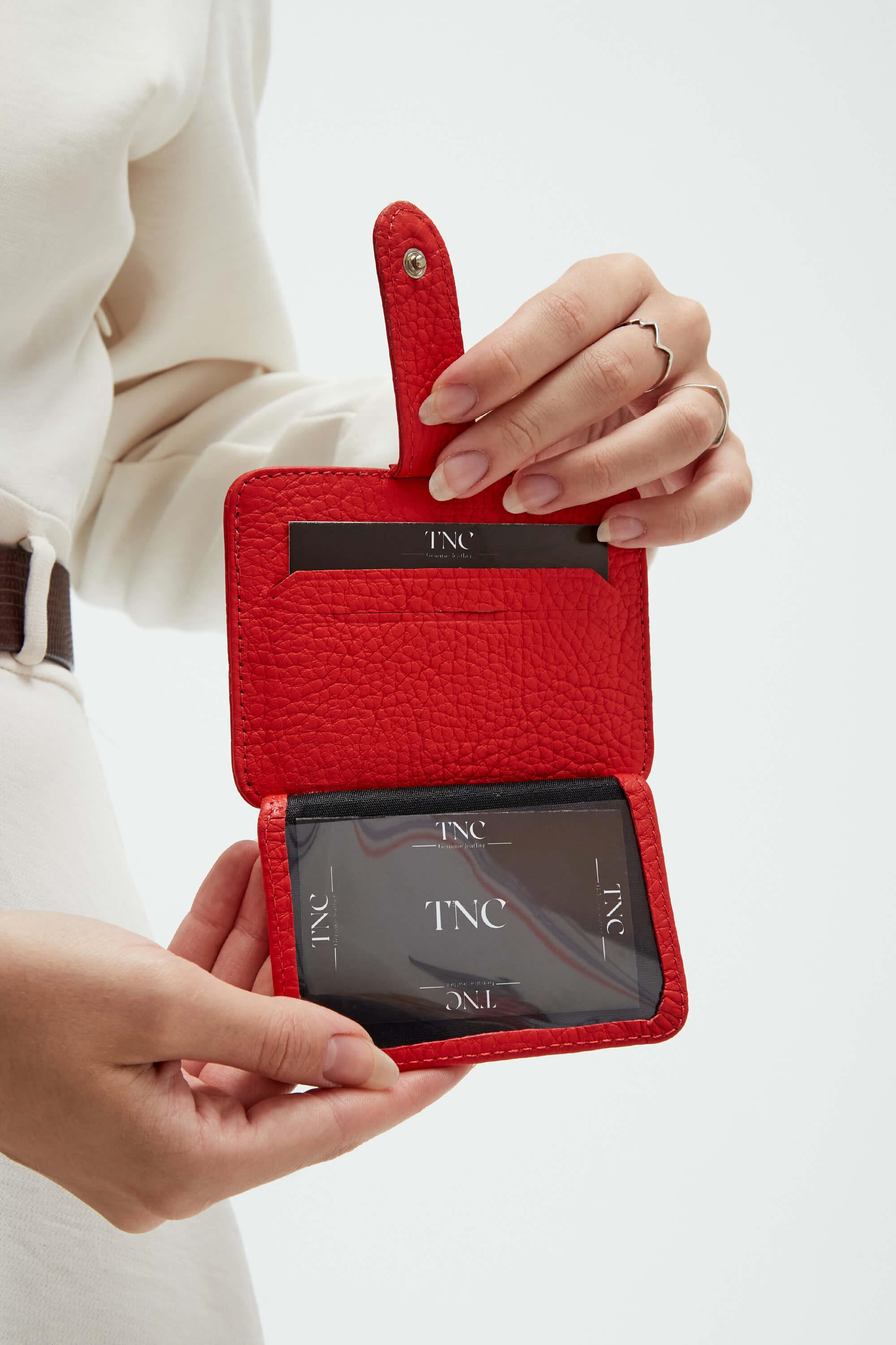 Tamer Tanca Unisex Hakiki Deri Kırmızı Kartlık