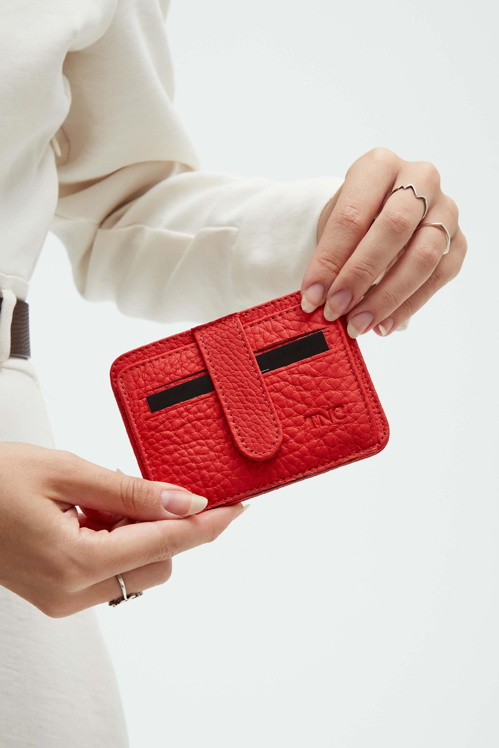 Tamer Tanca Unisex Hakiki Deri Kırmızı Kartlık