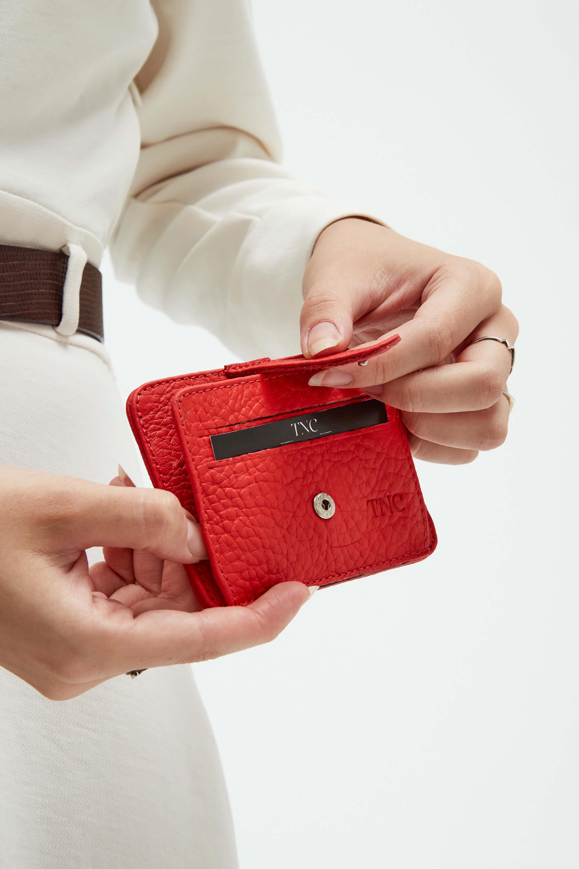 Tamer Tanca Unisex Hakiki Deri Kırmızı Kartlık