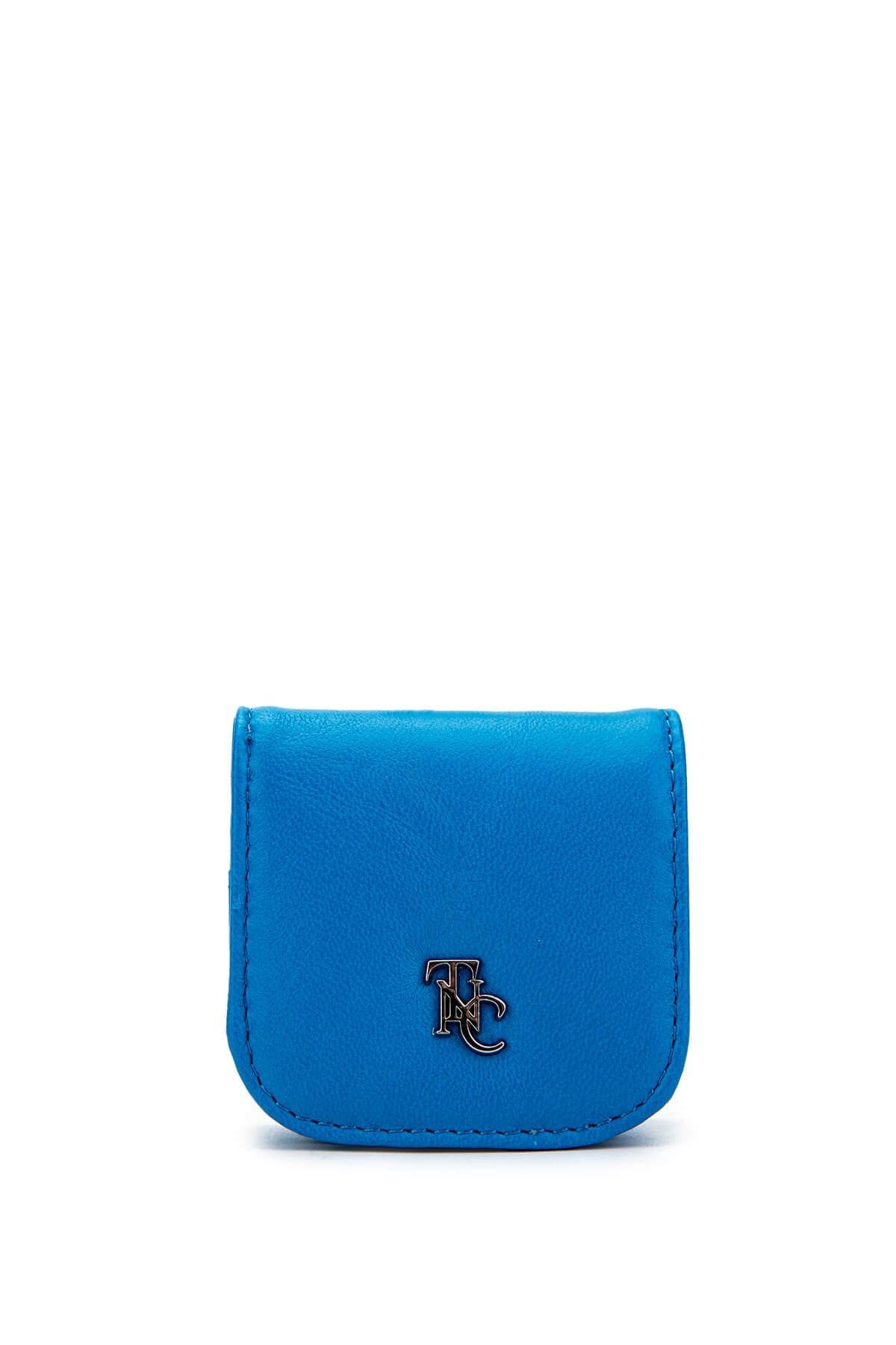 Tamer Tanca Unisex Hakiki Deri Mavi Airpods Kılıfı Cuzdan