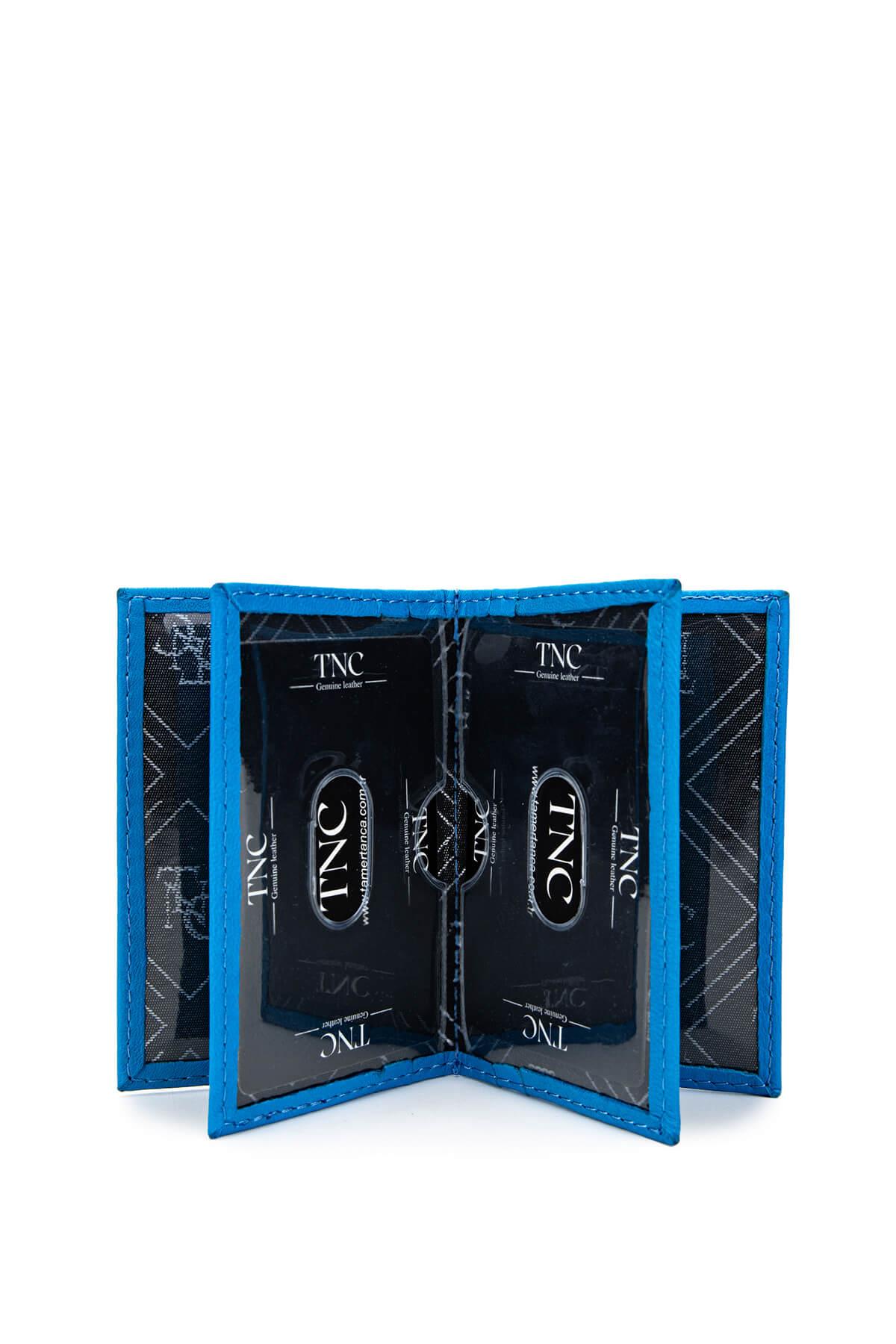 Tamer Tanca Unisex Hakiki Deri Mavi Kartlık