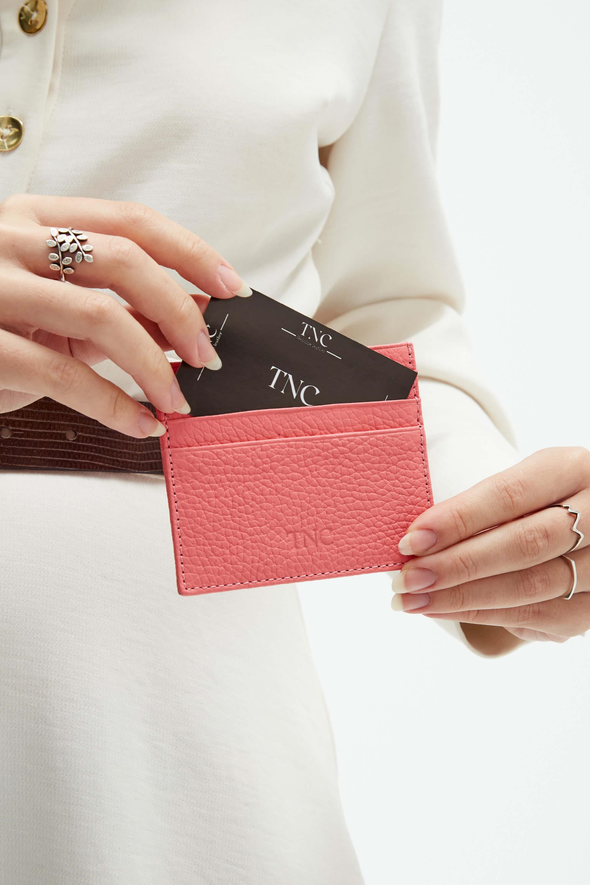 Tamer Tanca Unisex Hakiki Deri Pembe Kartlık