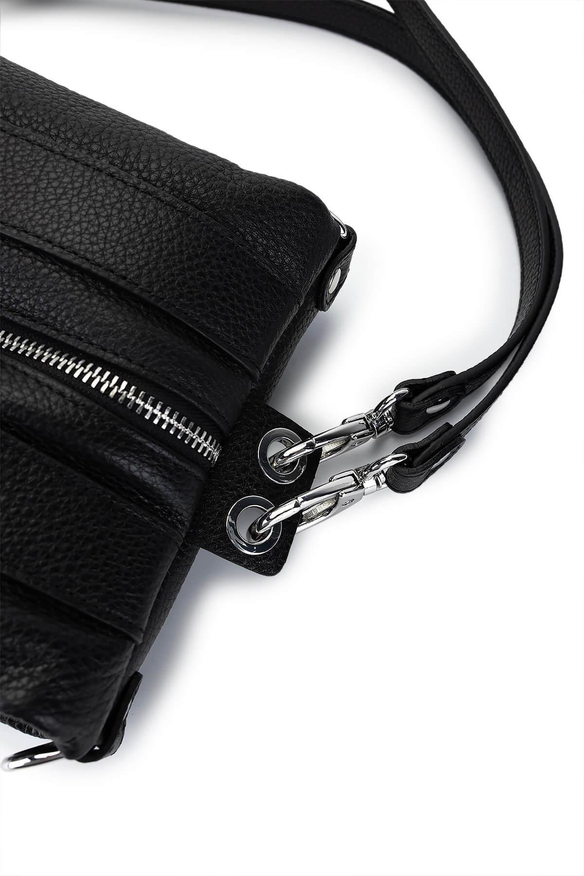 Tamer Tanca Unisex Hakiki Deri Siyah Floter Sırt Çantası