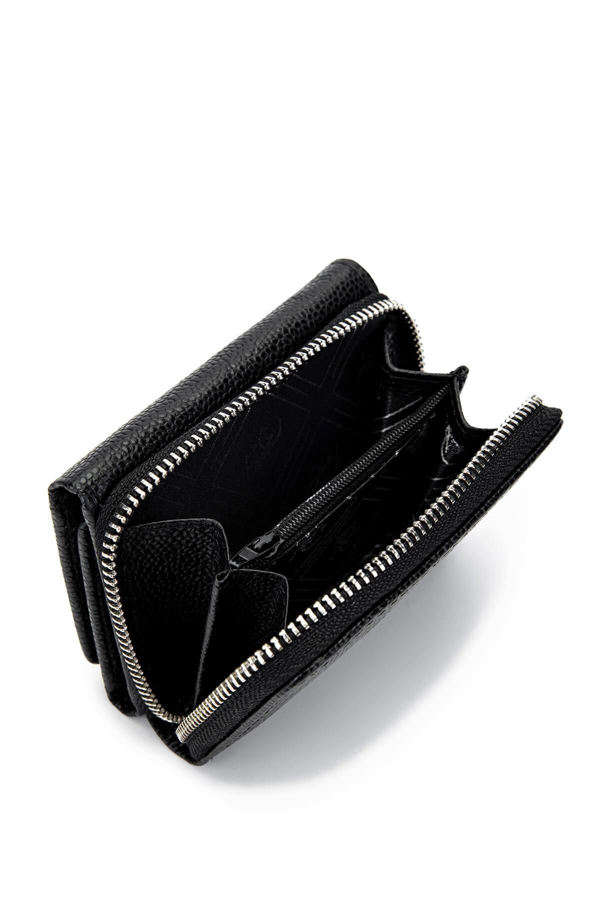 Tamer Tanca Unisex Hakiki Deri Siyah Havyar Cüzdan Cuzdan