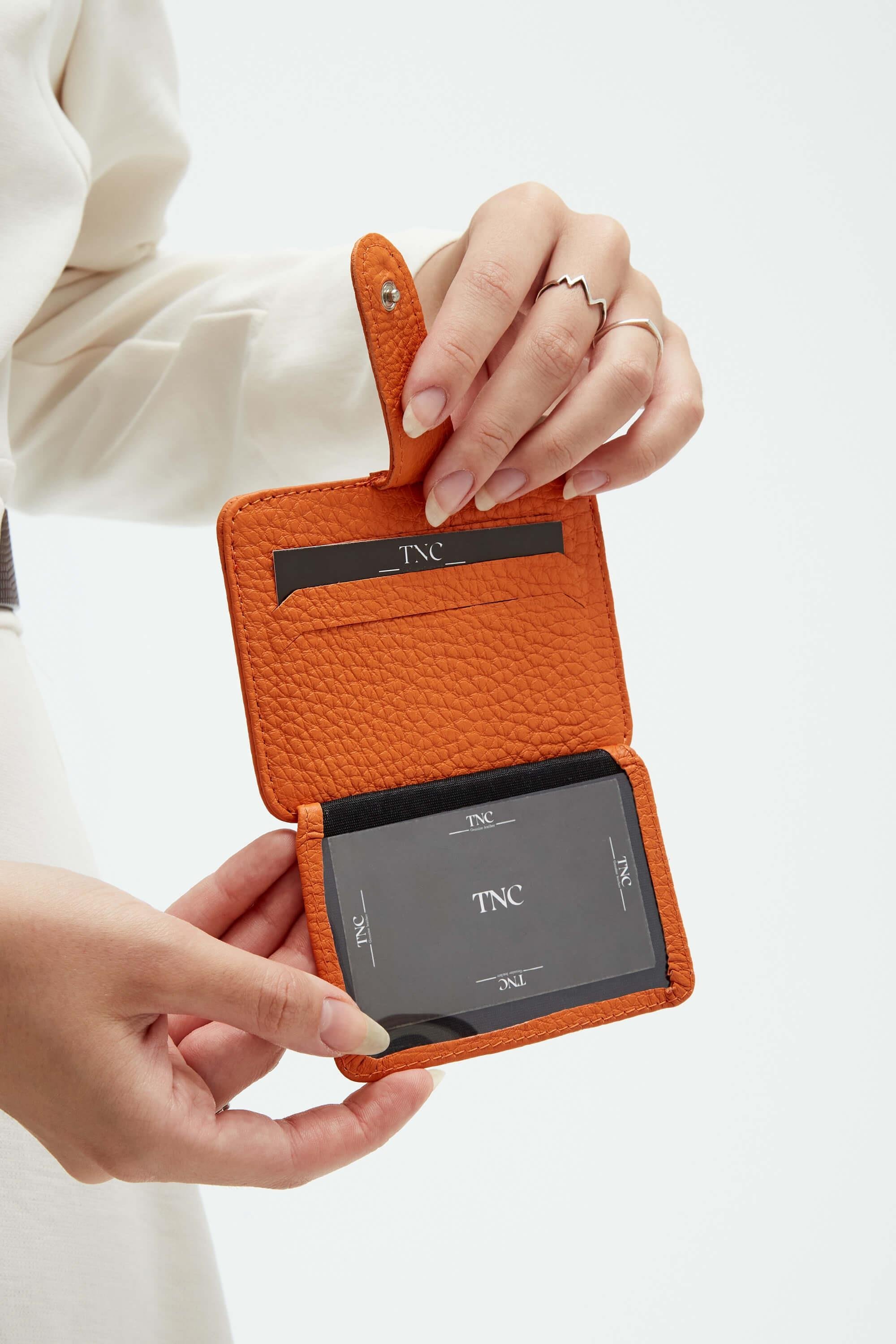 Tamer Tanca Unisex Hakiki Deri Turuncu Kartlık