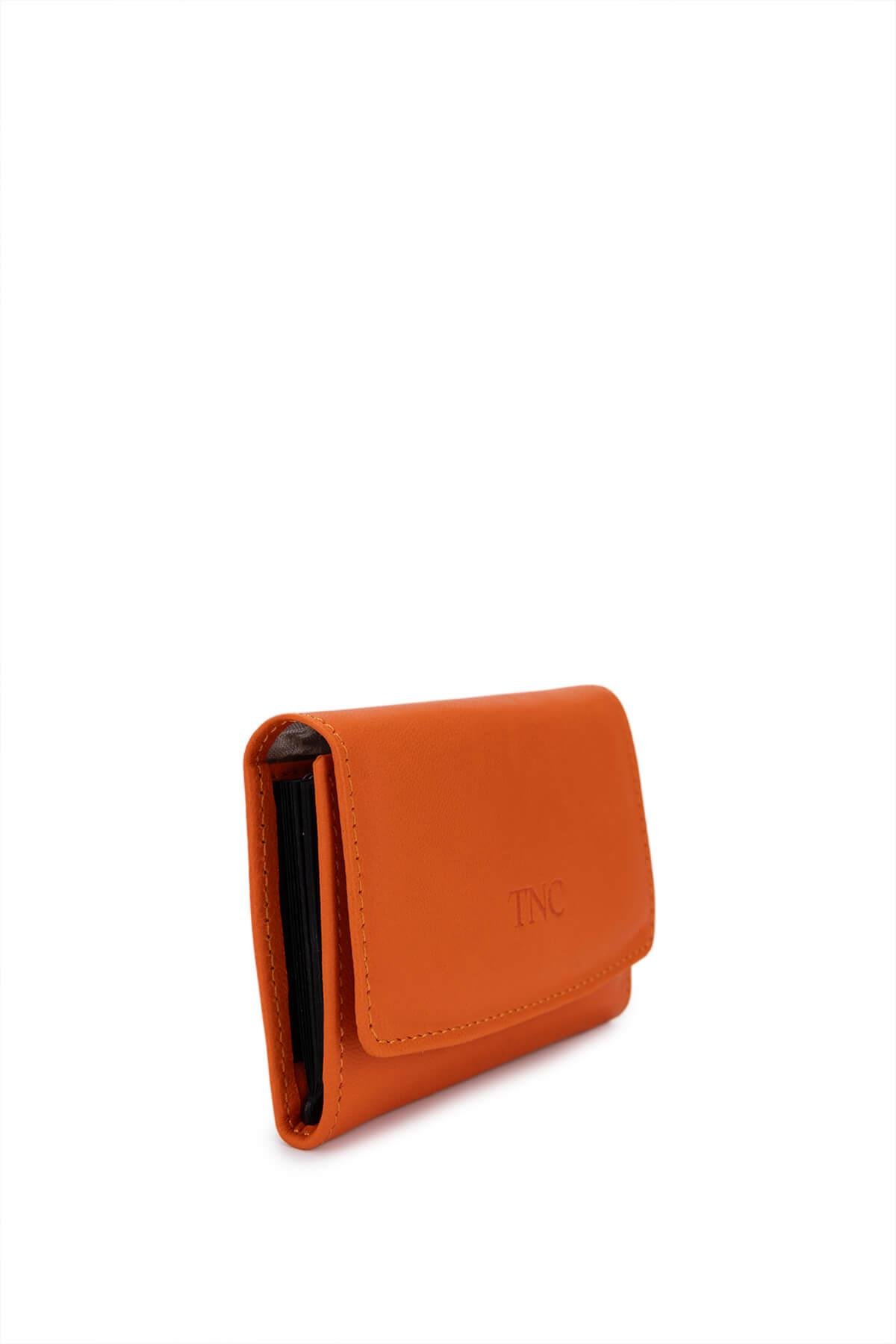 Tamer Tanca Unisex Hakiki Deri Turuncu Kartlık
