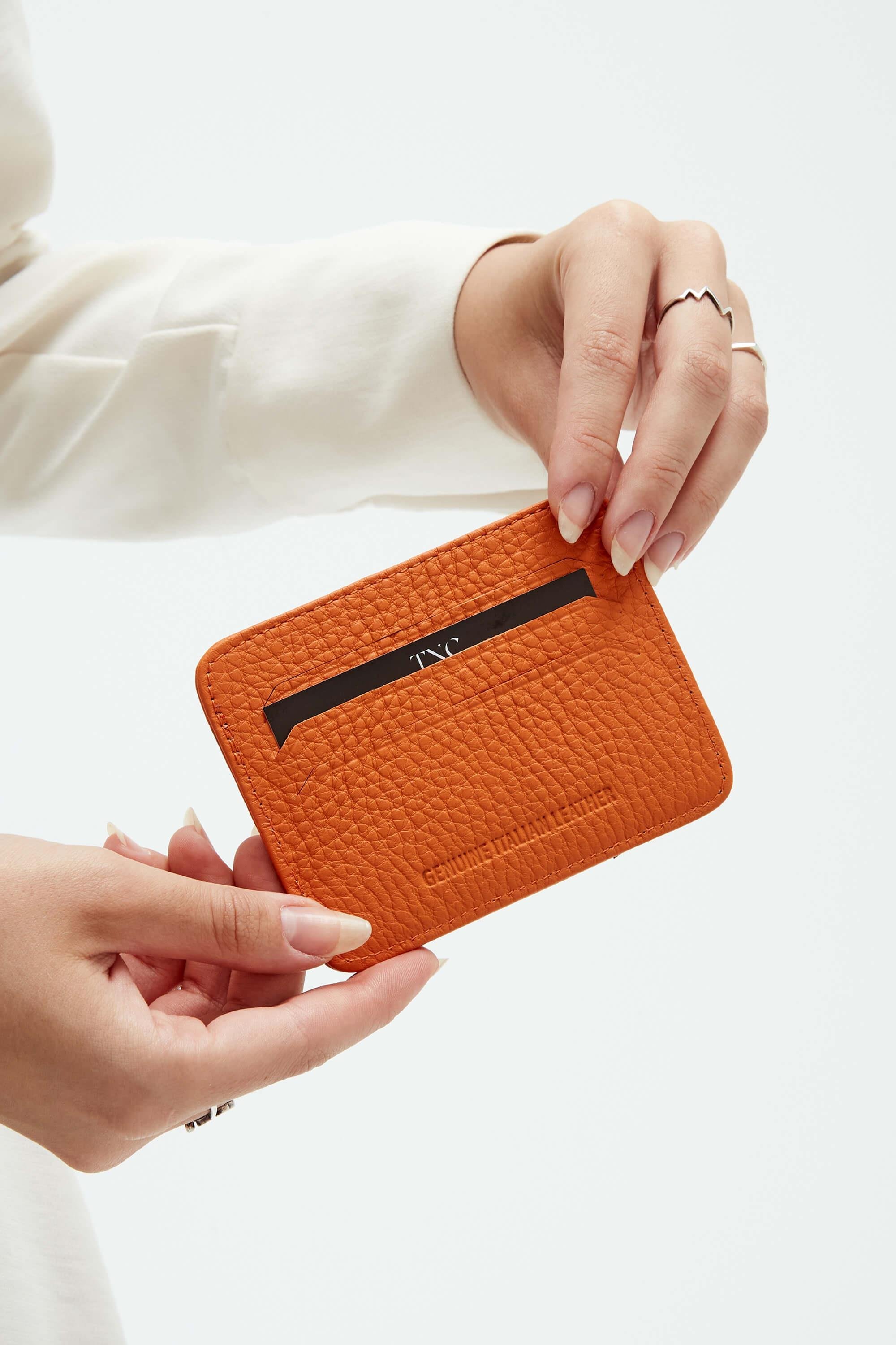 Tamer Tanca Unisex Hakiki Deri Turuncu Kartlık