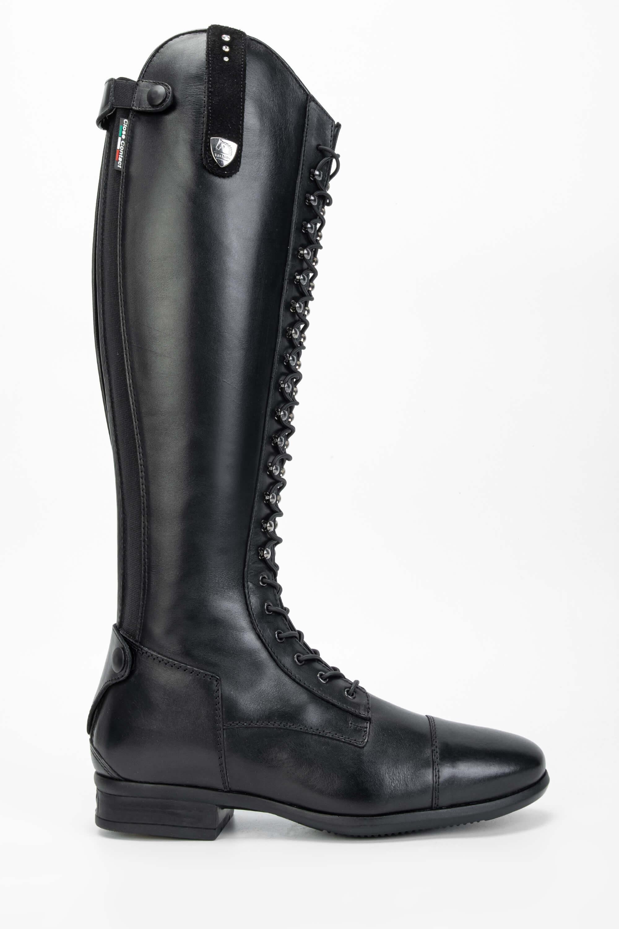 Tattini Unisex Hakiki Deri Siyah Binici Cizmesi Çizme