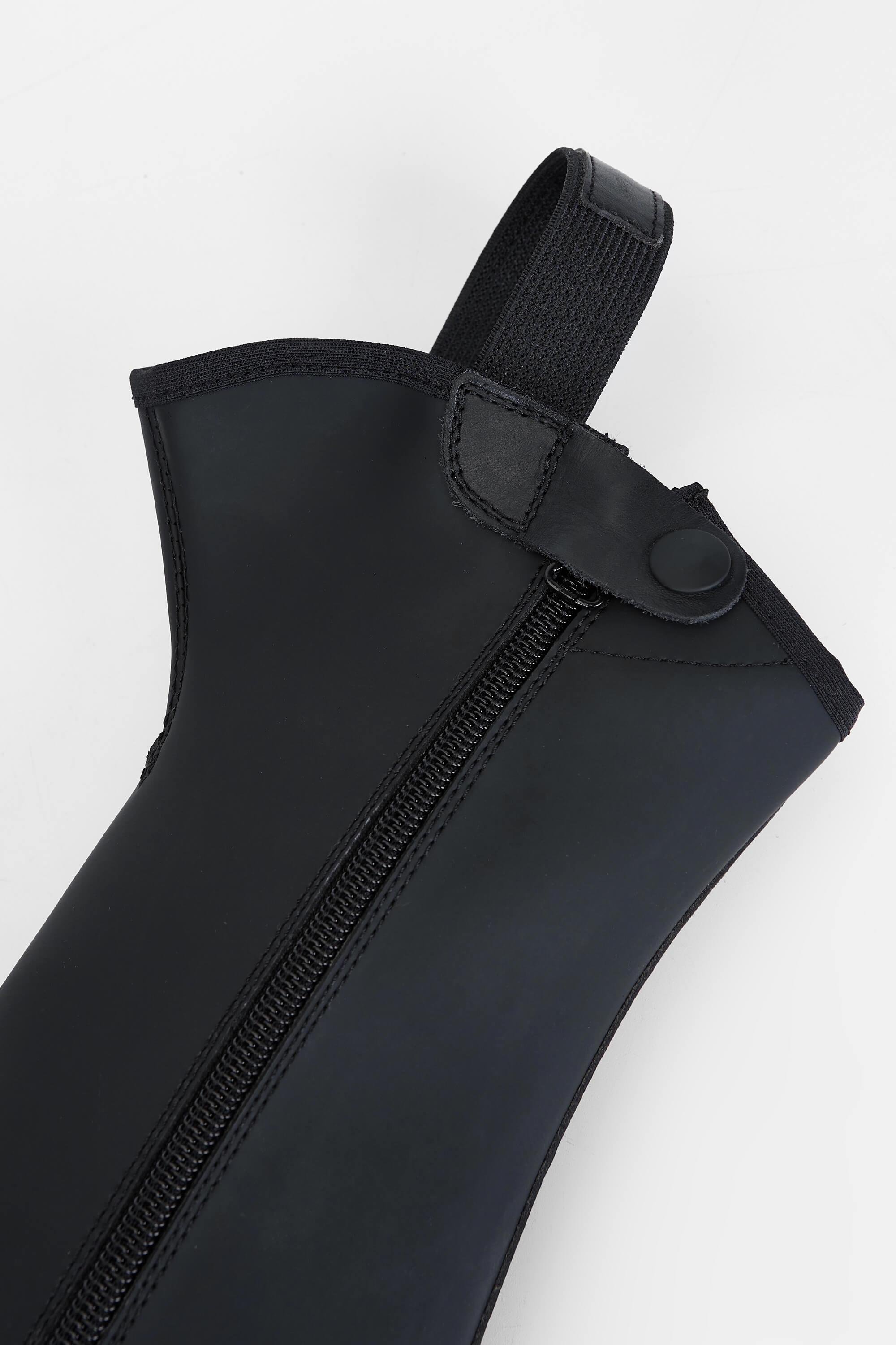 Tattini Unisex Hakiki Deri Siyah Binici Konç Çizme