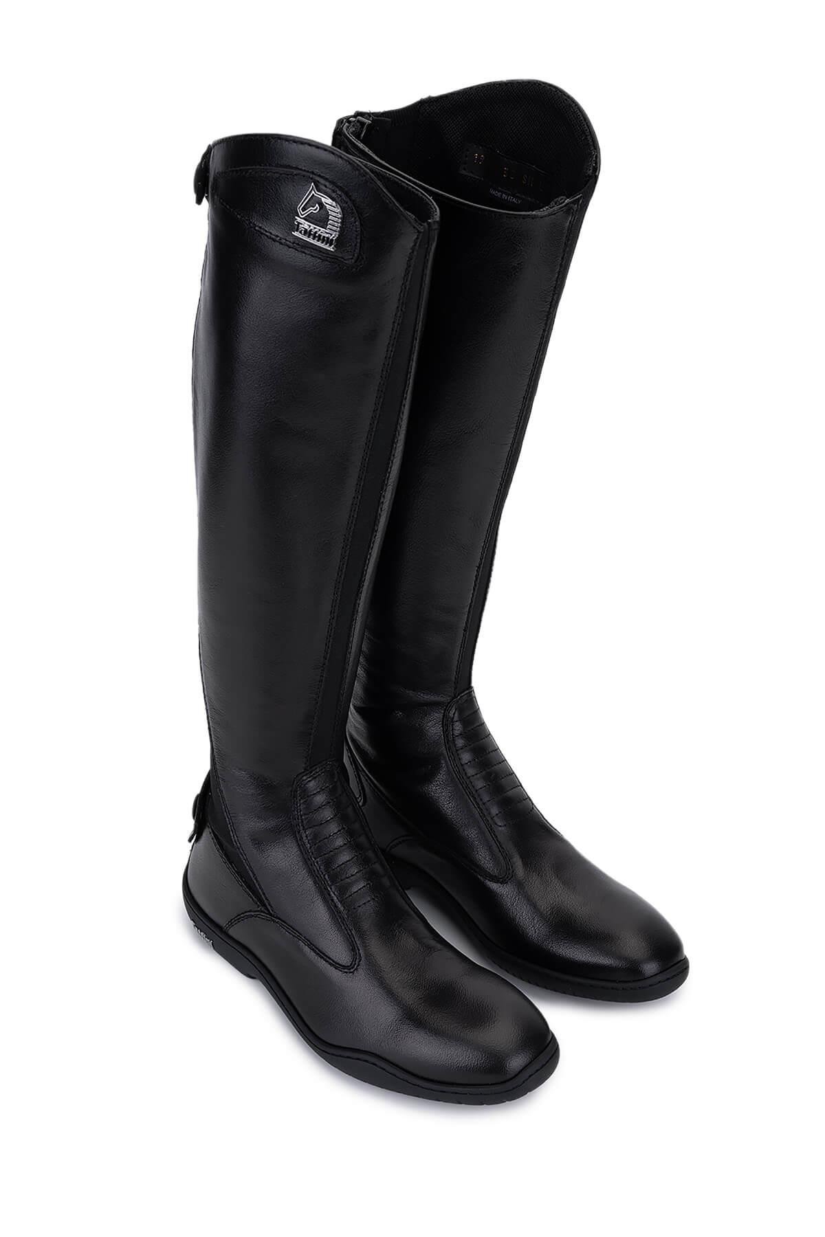 Tattini Unisex Hakiki Deri Siyah X/S Binici Cizmesi Çizme