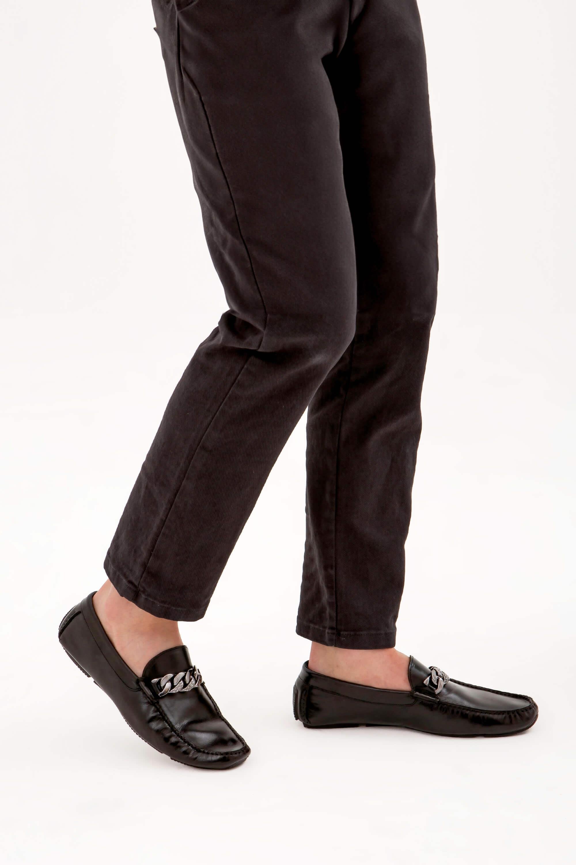 Tnc Luxury Erkek Hakiki Deri Siyah Bufalo Loafer Ayakkabı