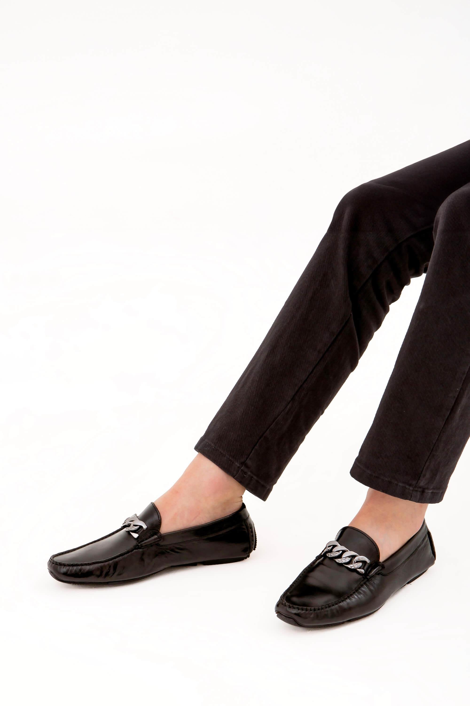 Tnc Luxury Erkek Hakiki Deri Siyah Bufalo Loafer Ayakkabı