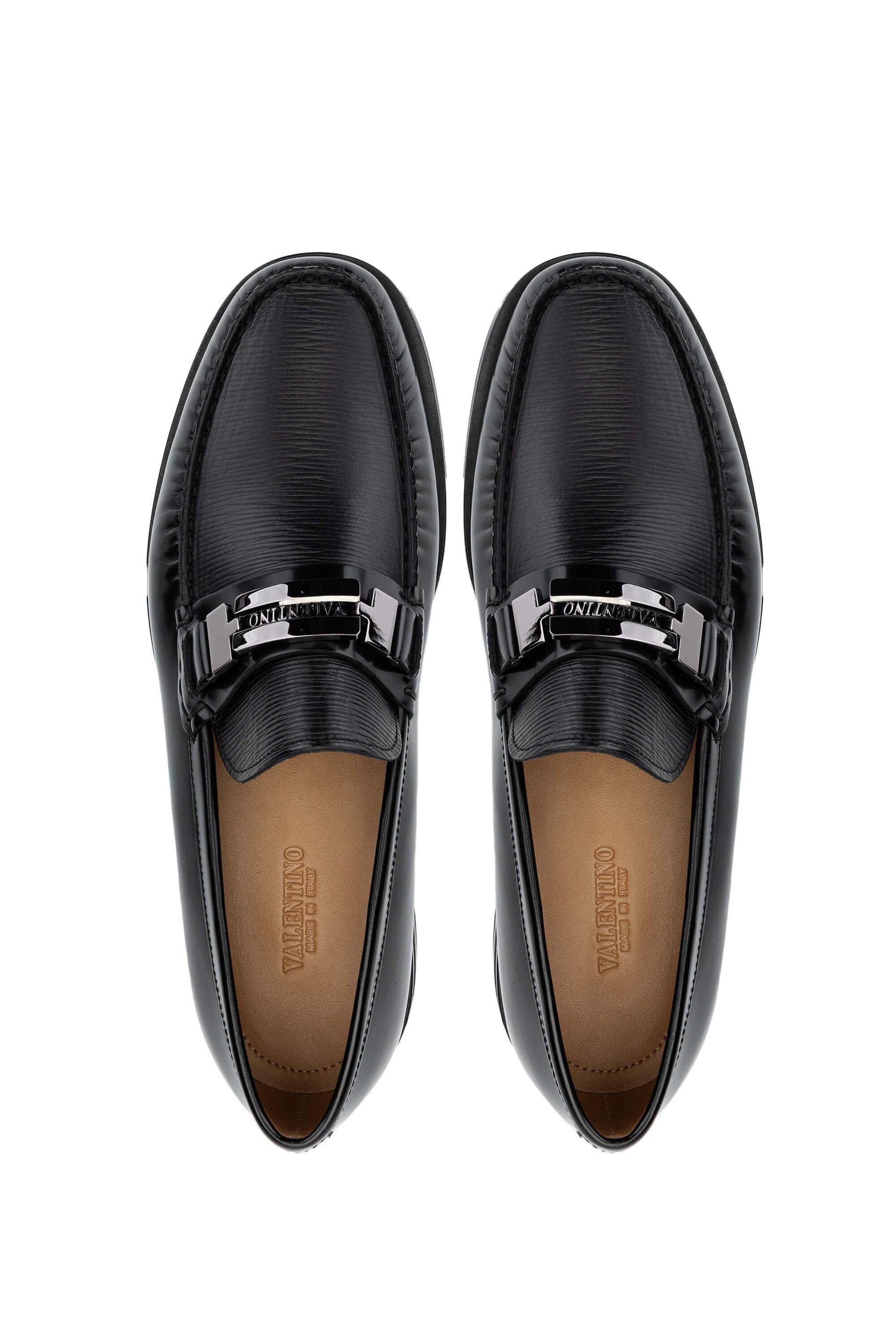 VALENTINO Erkek Hakiki Deri Siyah Loafer Ayakkabı