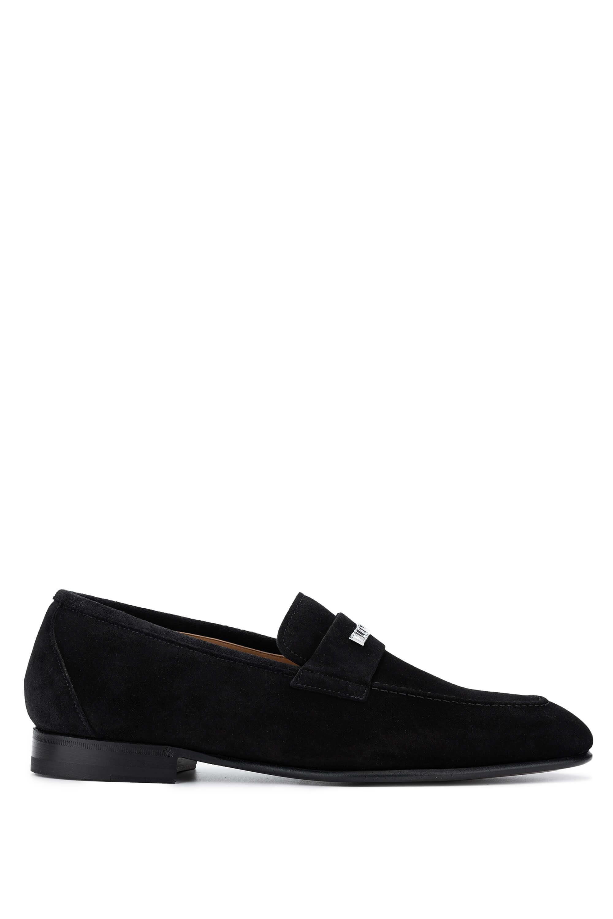 VALENTINO Erkek Hakiki Deri Siyah Süet Loafer Ayakkabı