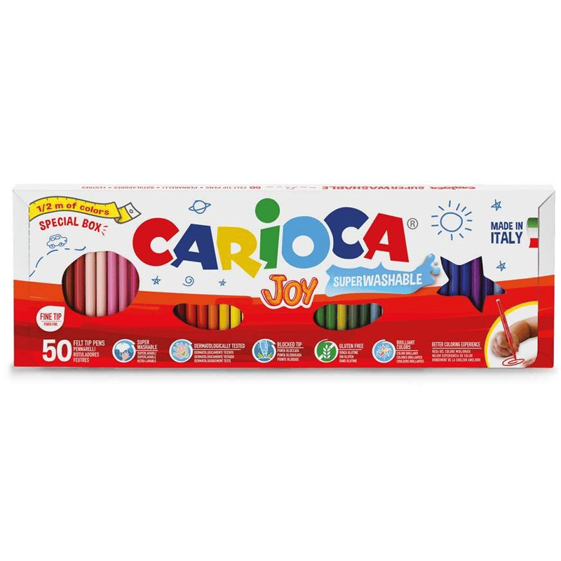 CARİOCACARİOCA SÜPER YIKANABİLİR KEÇELİ KALEM SET 50'Lİ8003511410186