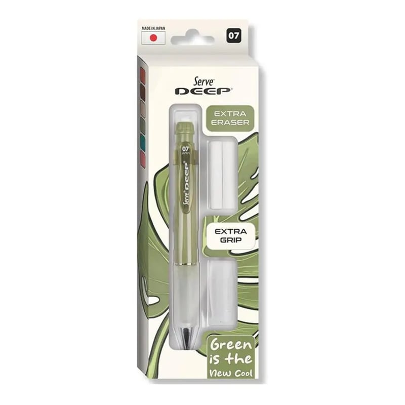 SERVEDEEP VERSATİL KALEM GRİP SİLGİ YEDEKLİ SET 07 MM GREEN İS THE NEW COOL8680869459564
