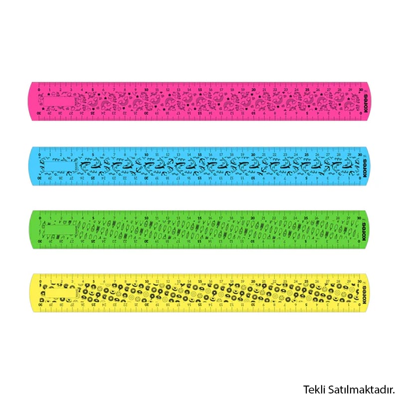 KORESKORES ESNEK CETVEL ŞEFF.DESENLİ 30CM 1AD/PS 42160KOR-CTL-003