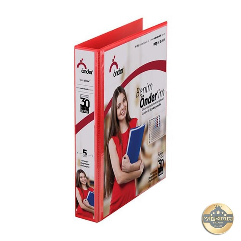 Önder 4 Delikli İç Cepli Sunum Dosyası 5 cm Kırmızı