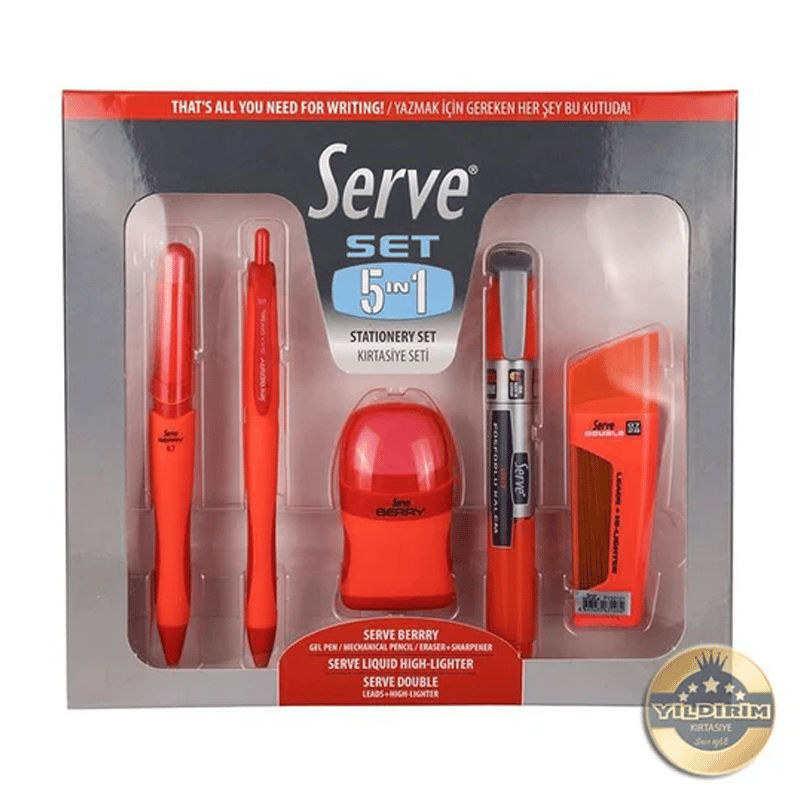 SERVESERVE KIRTASIYE SETI 07MM KIRMIZI 5LI344486