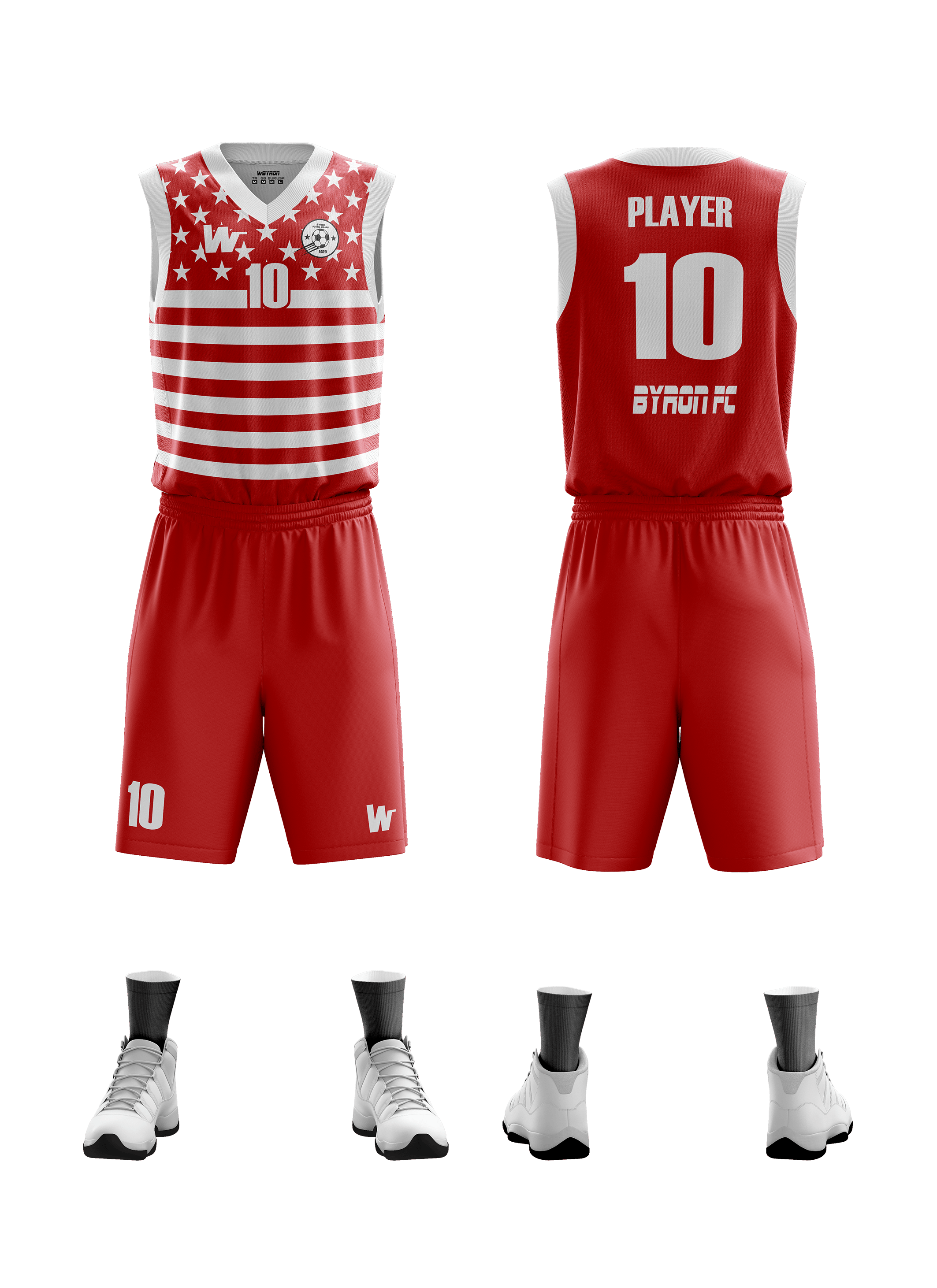 Basketbol Çizgili Forma Takım Model 005 0200-01 Kırmızı Beyaz