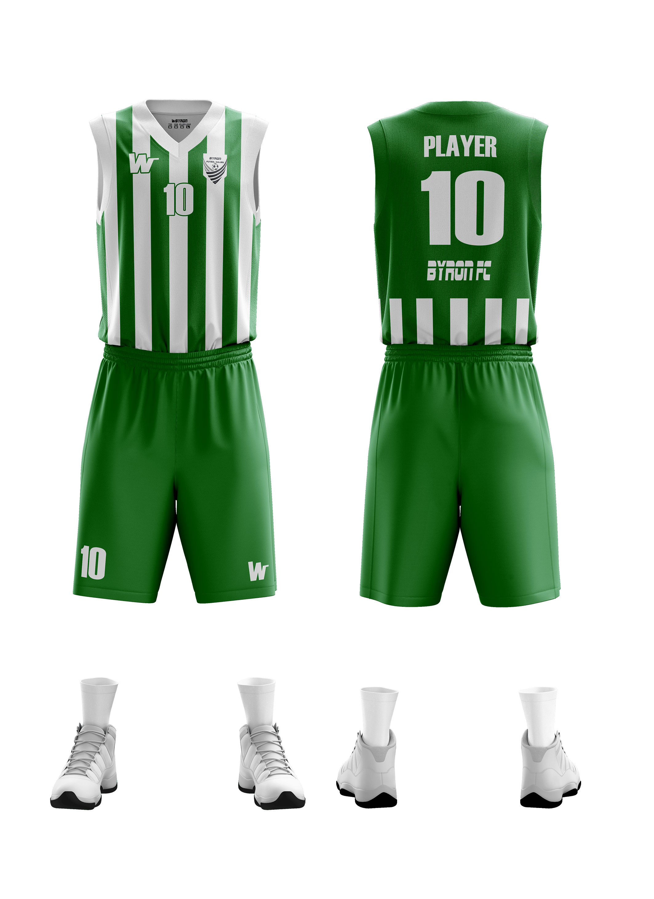 Basketbol Çubuklu Forma Takım Model 002 0600-01 Yeşil Beyaz